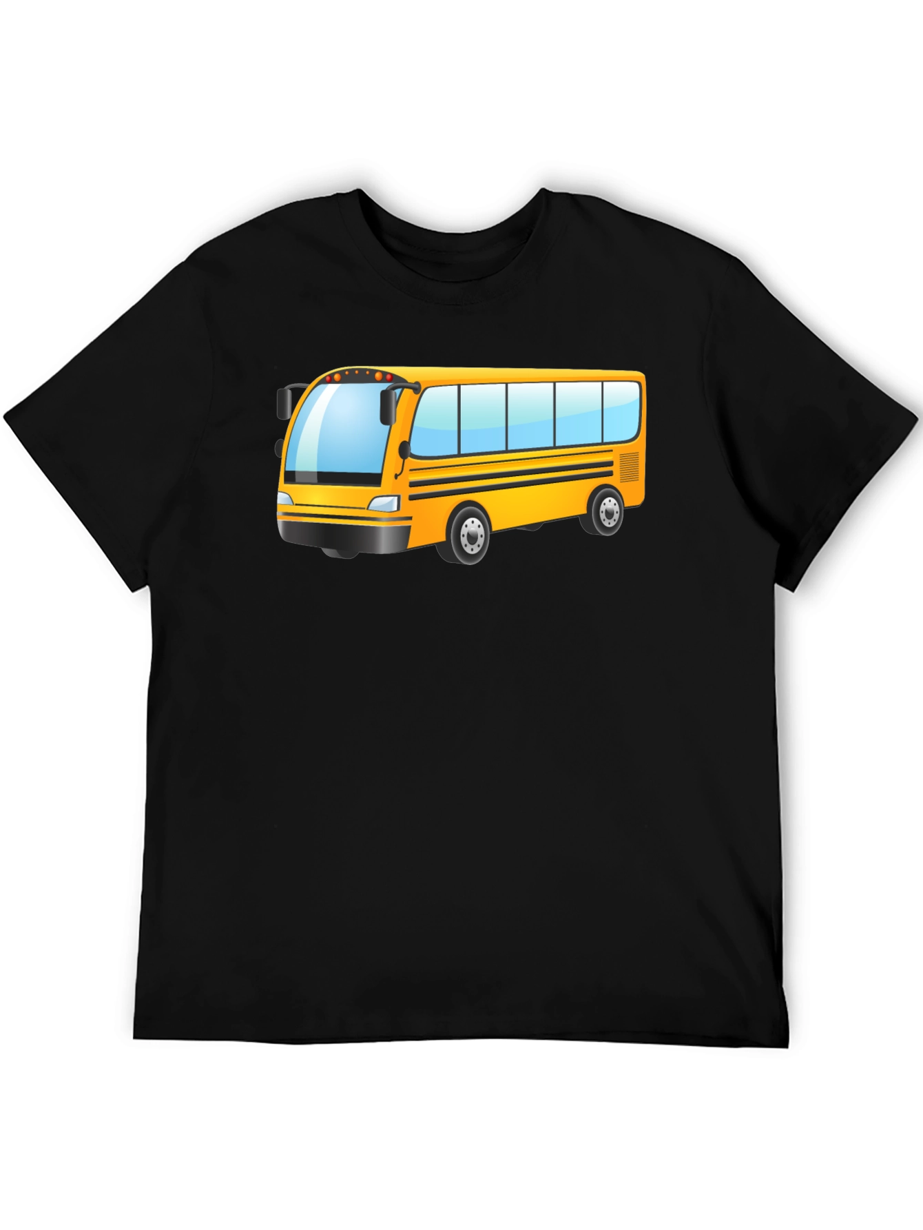 Black Cartoon School Bus Graphic T-Shirt view 5