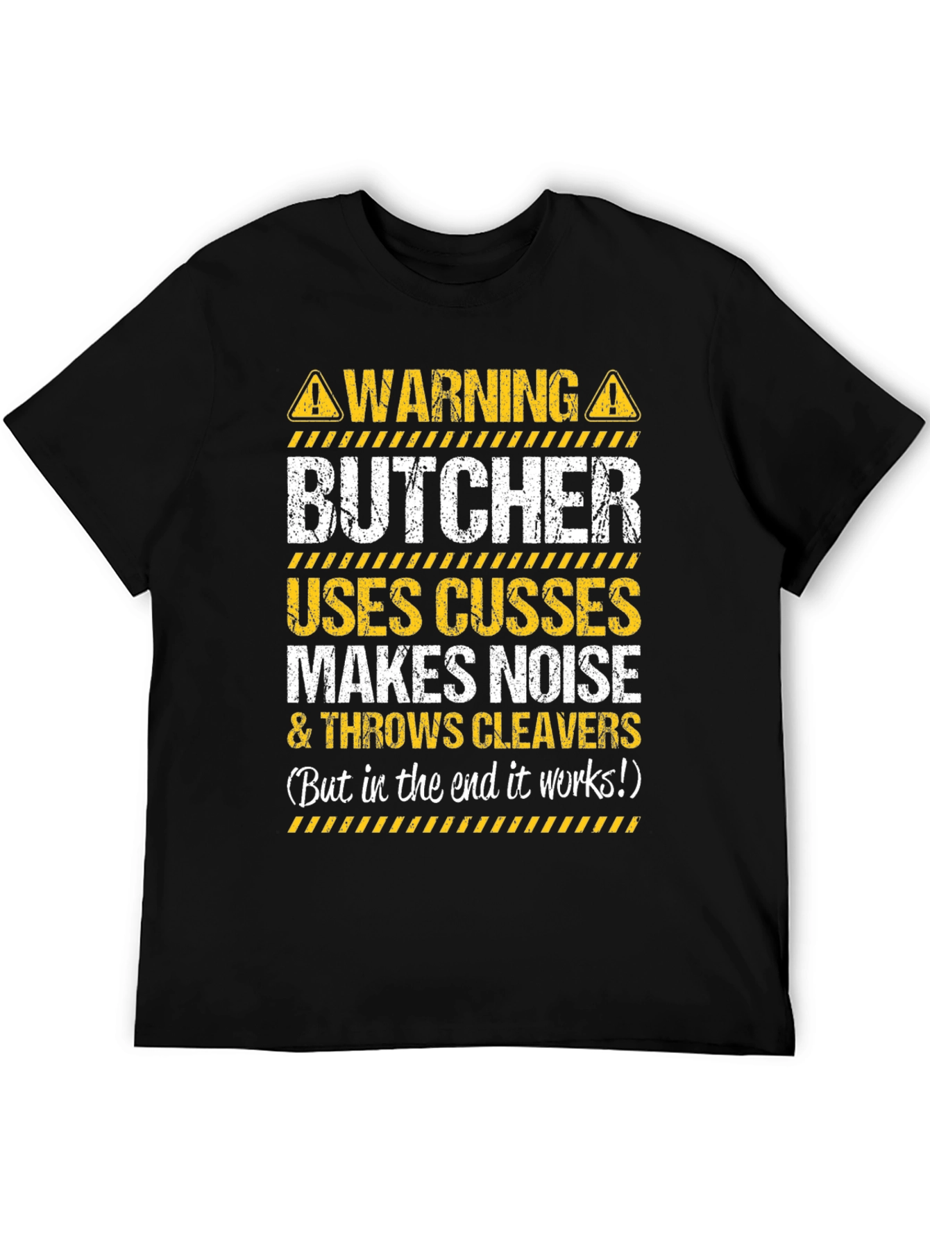 Black Warning Butcher Graphic T-Shirt - Funny Meat Cutter Tee view 5