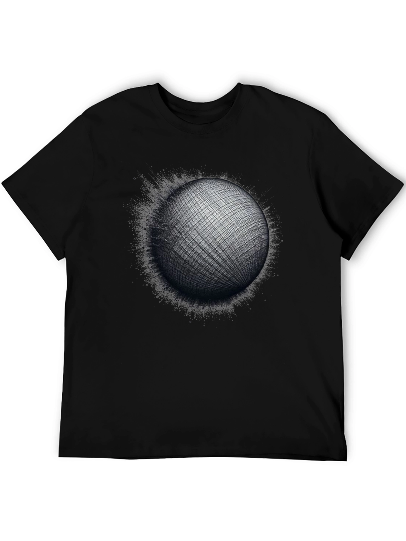 Black Abstract Sphere Graphic Tee - Modern Artistic T-Shirt view 5