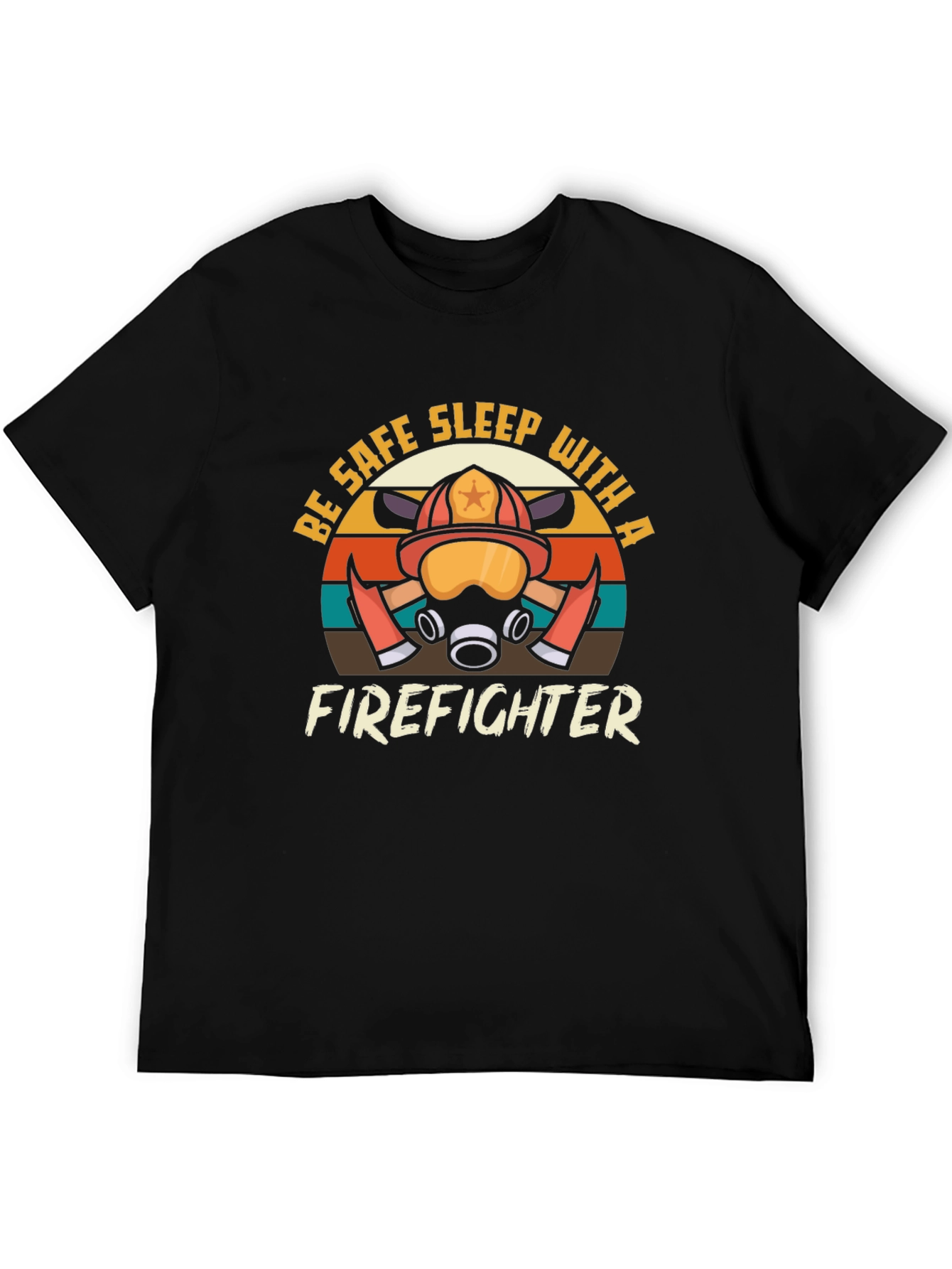 Black Firefighter Graphic Tee - Be Safe, Sleep With a Firefighter view 5