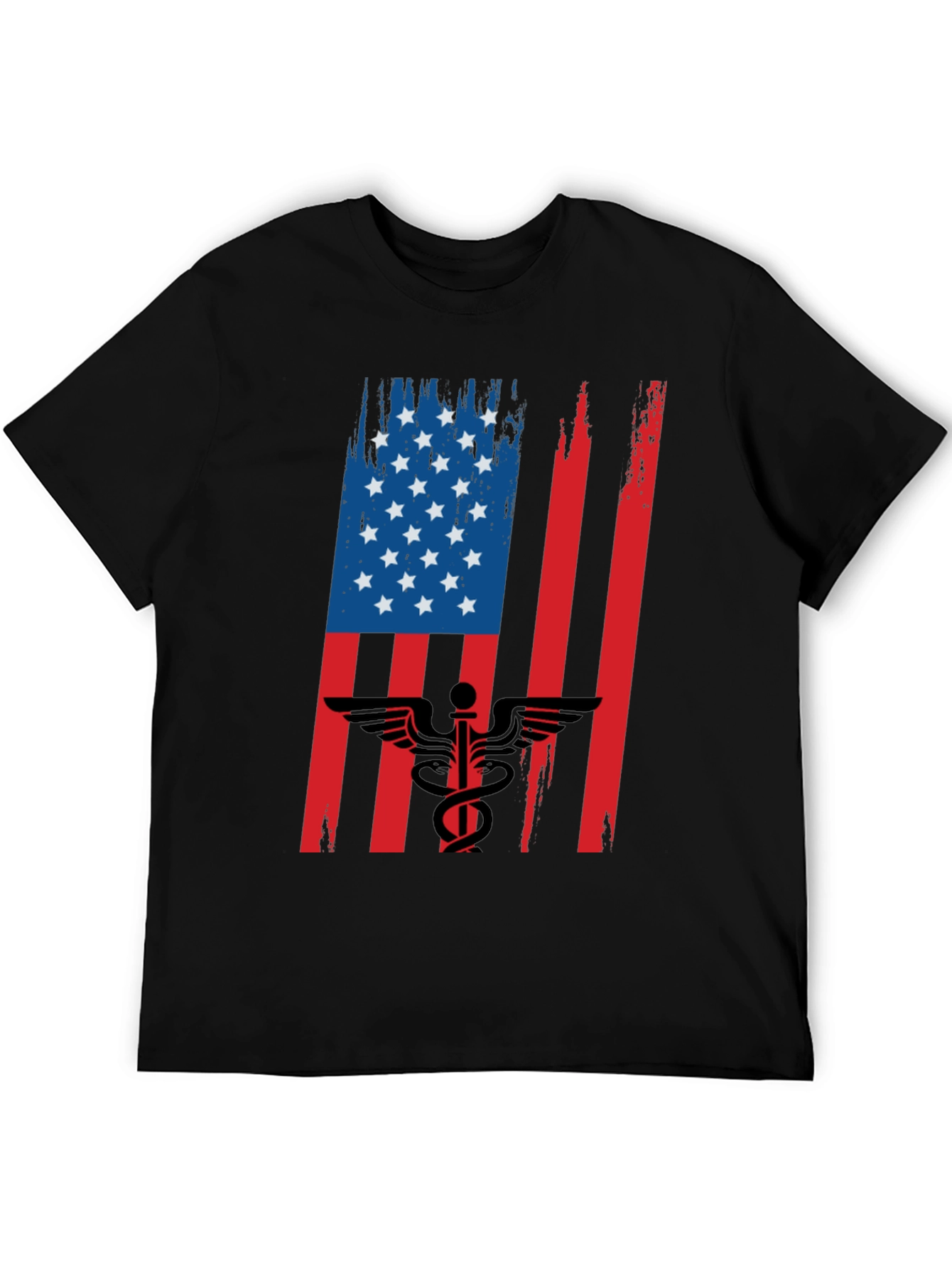 Black American Flag Medical Symbol Graphic Tee view 5
