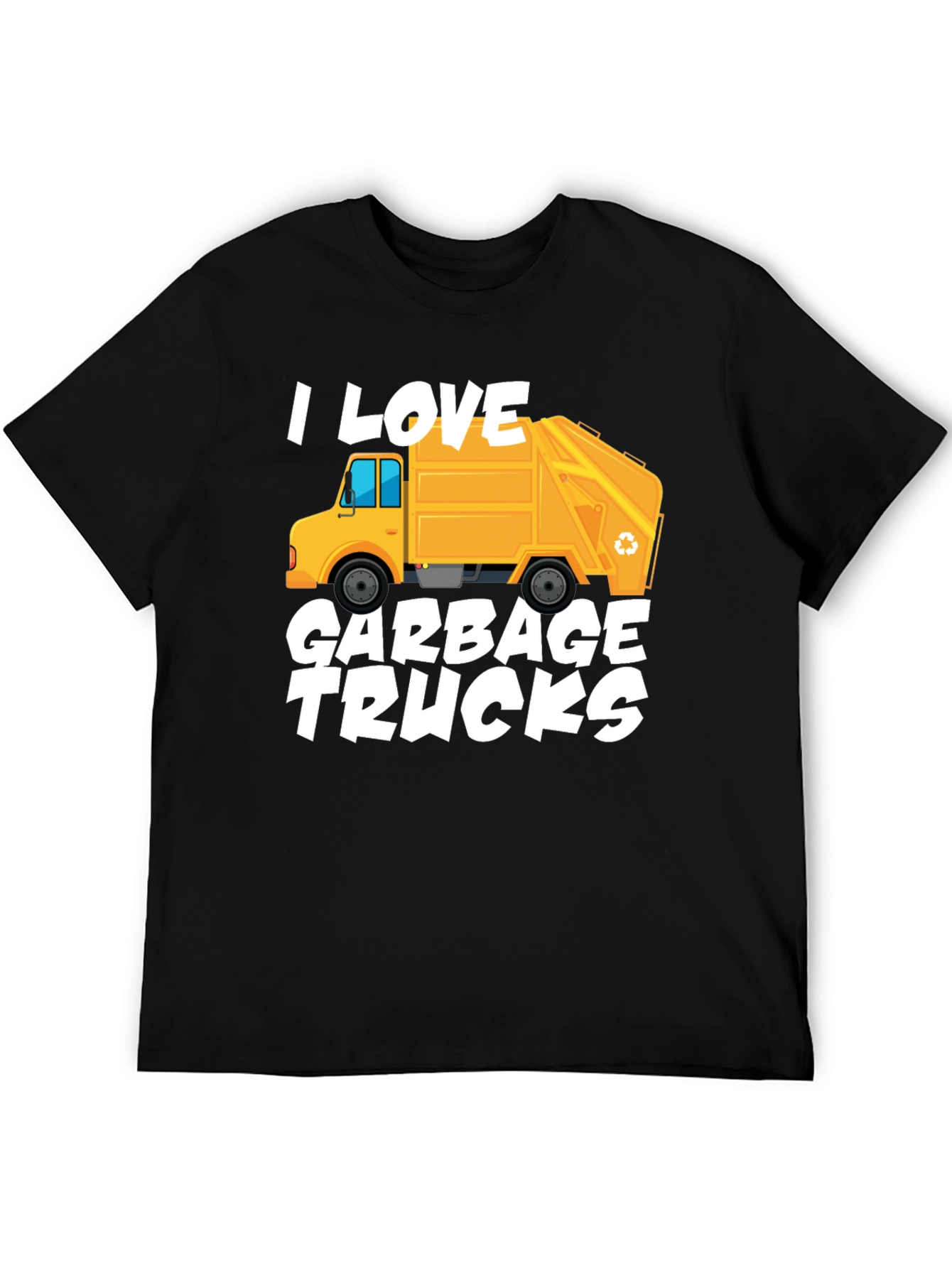 Black I Love Garbage Trucks Graphic T-Shirt view 5