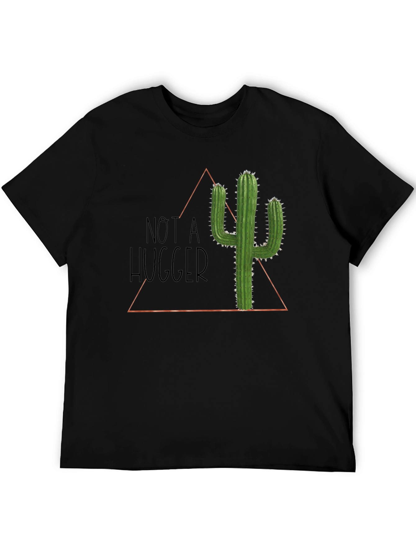 Black Not A Hugger Cactus Graphic T-Shirt - Soft Cotton Tee view 5
