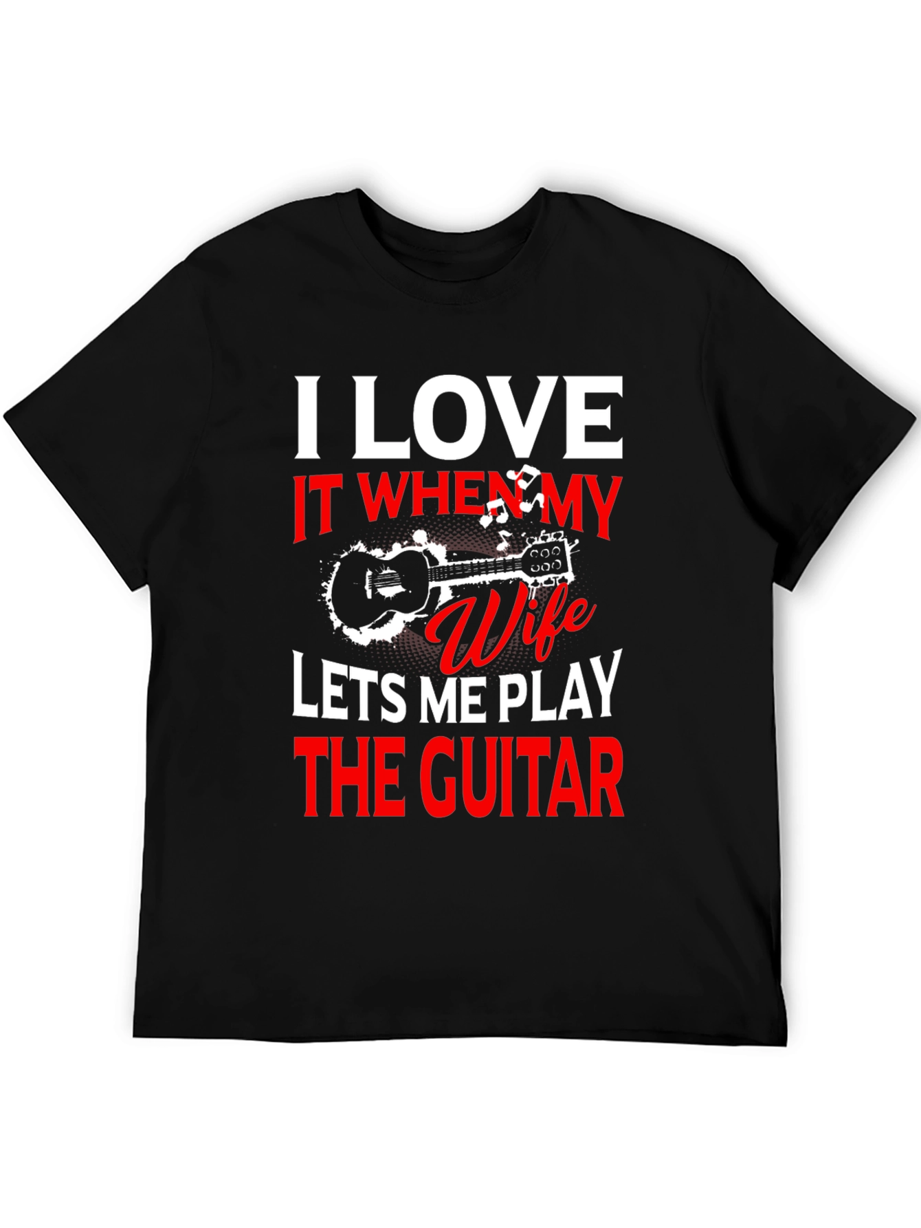 Black I Love My Wife Guitar T-Shirt view 5
