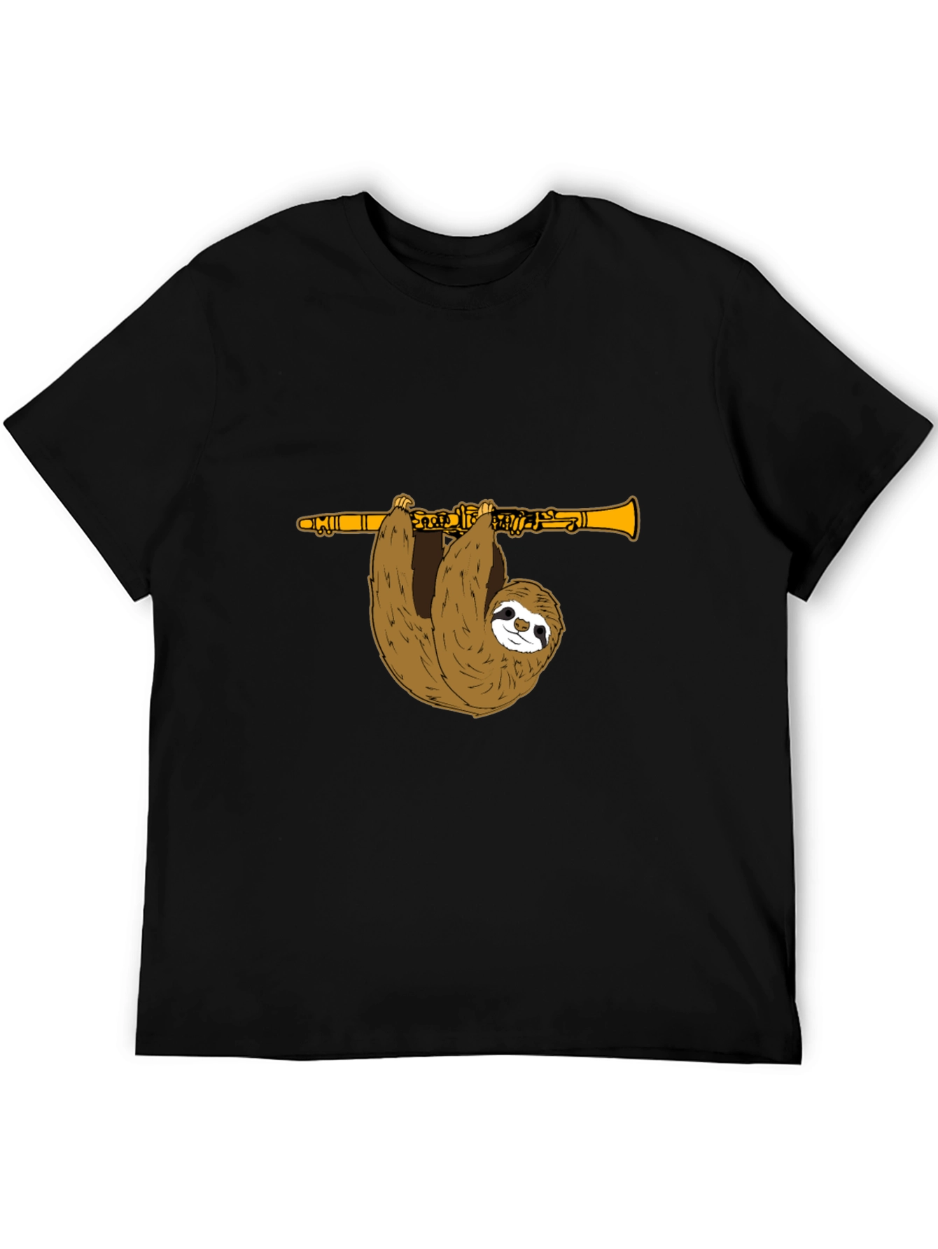 Black Sloth Clarinet T-Shirt - Funny Music Tee view 5