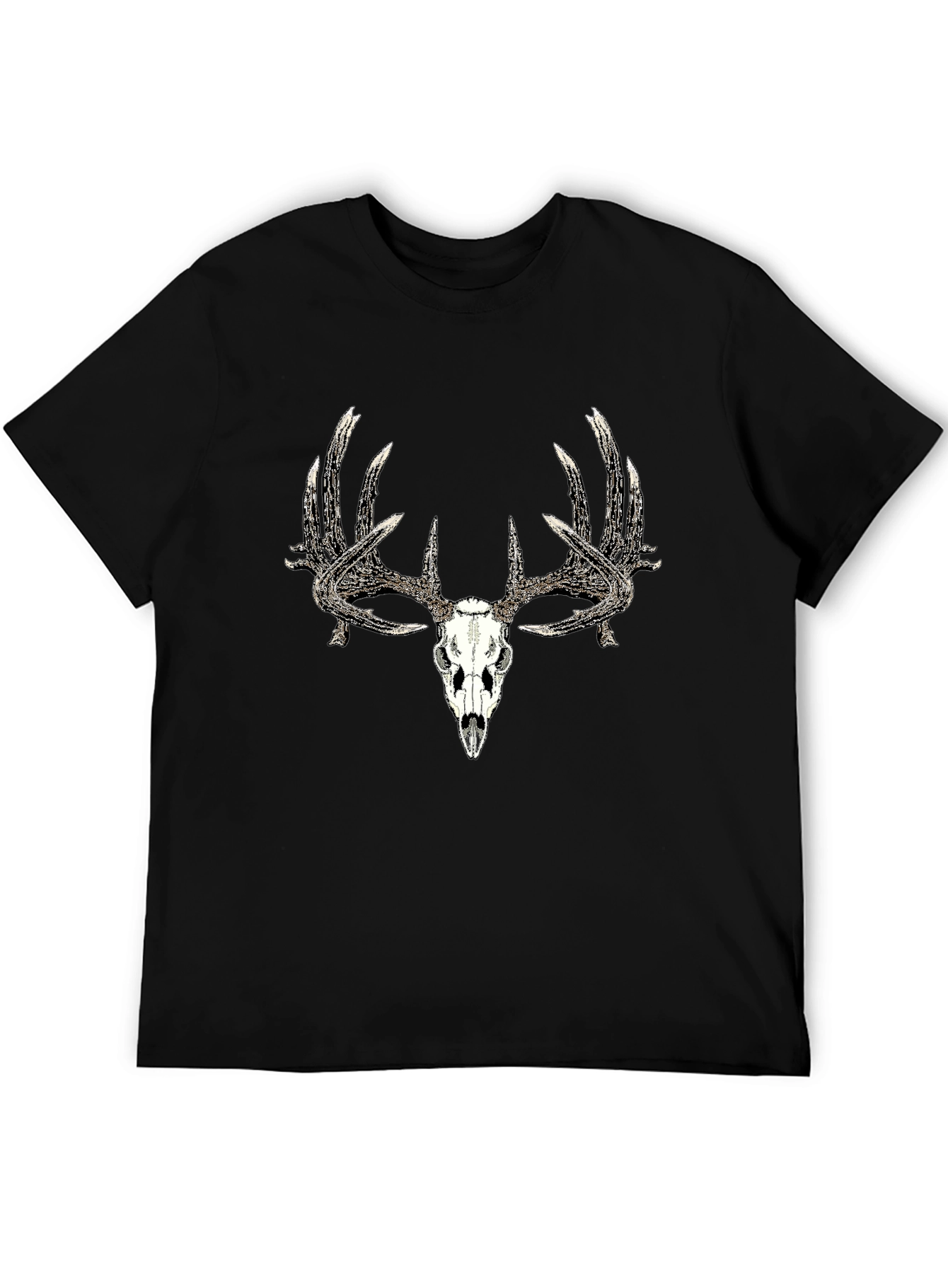 Black Deer Skull Graphic Tee - Black view 5