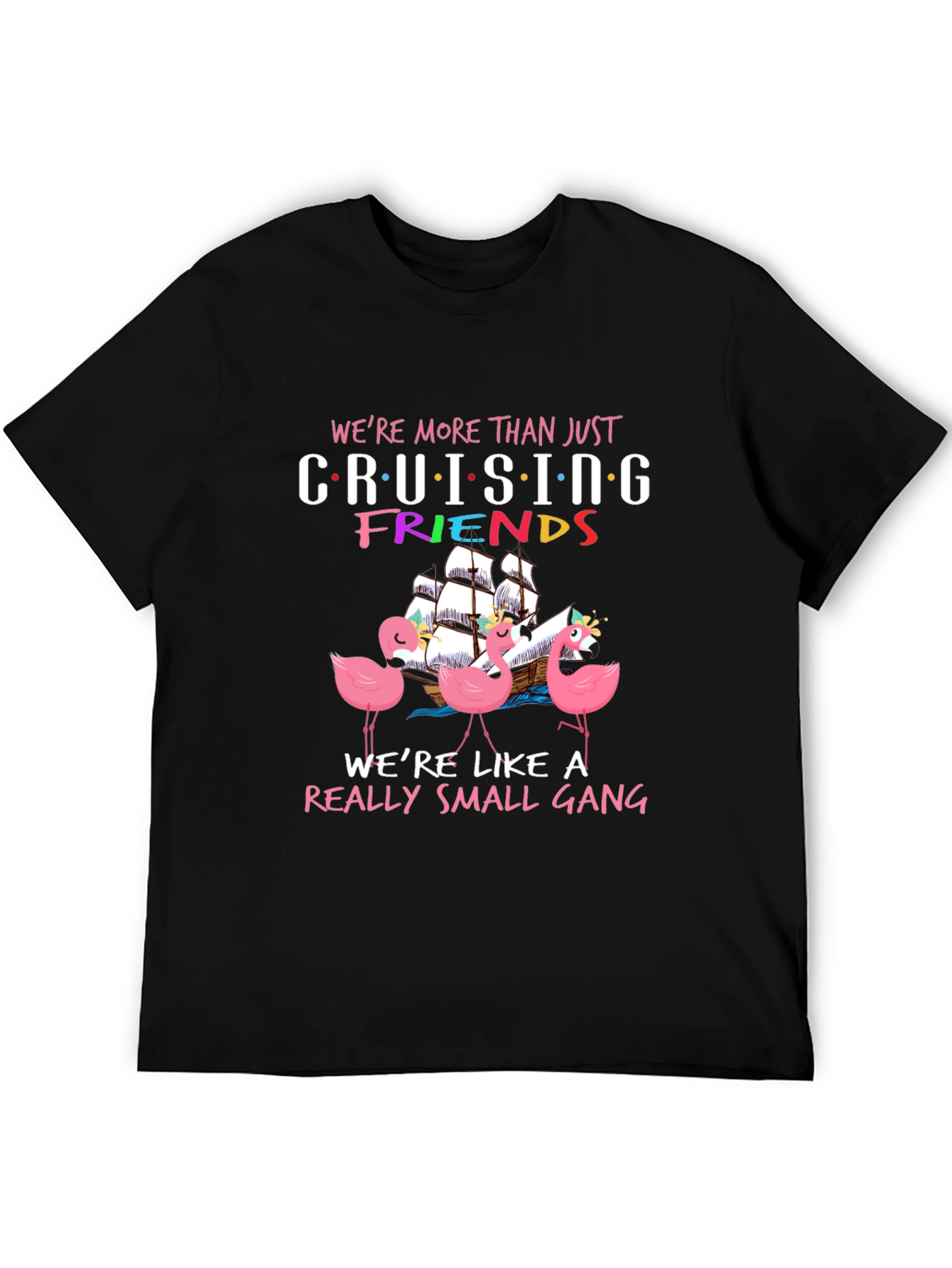 Black Cruising Friends Flamingo Graphic Tee view 5