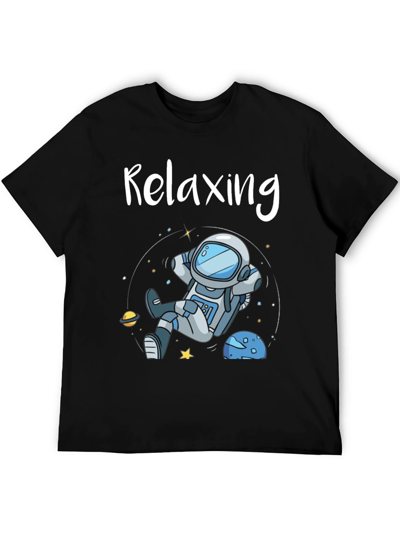 Black Relaxing Astronaut Graphic T-Shirt view 5