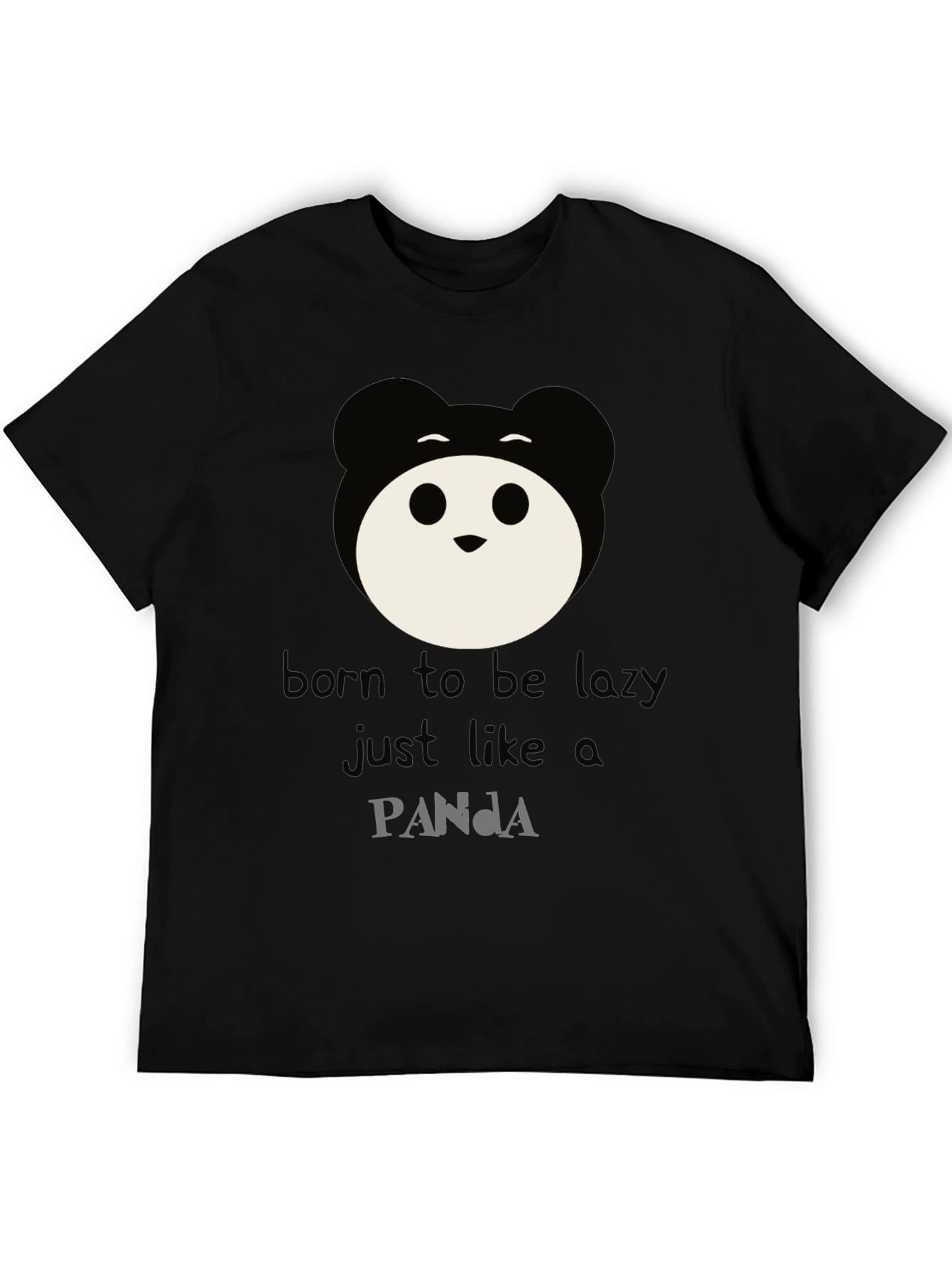 Black Born to Be Lazy Panda Graphic Tee view 5