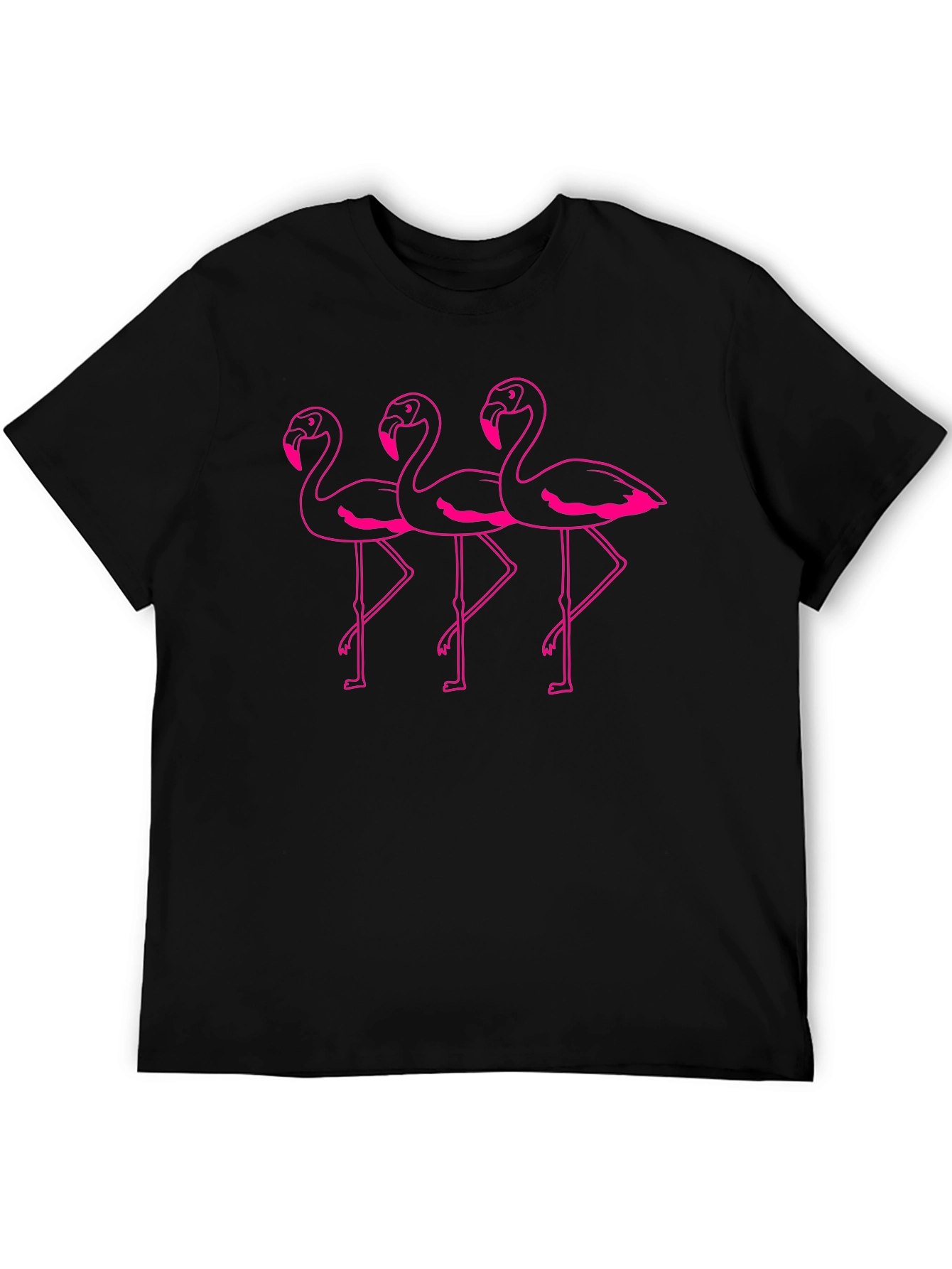 Black Flamingo Trio Graphic Tee - Black Cotton Casual Shirt view 5