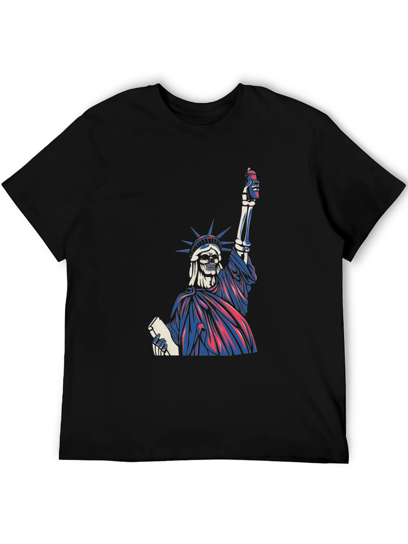 Black Statue of Liberty Skeleton Graphic T-Shirt view 5