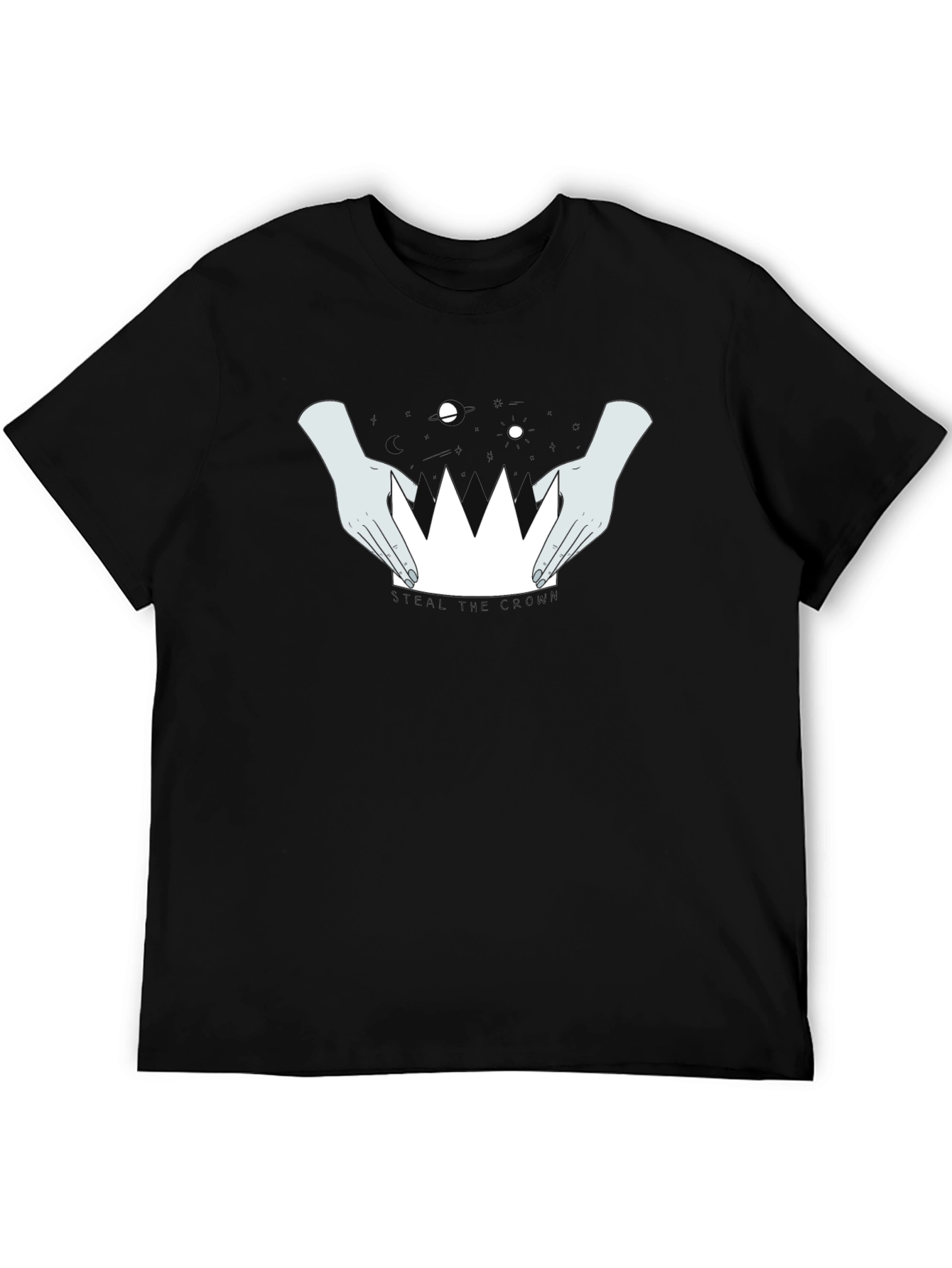 Crown Hands Graphic Tee - Black Cotton T-Shirt - 5