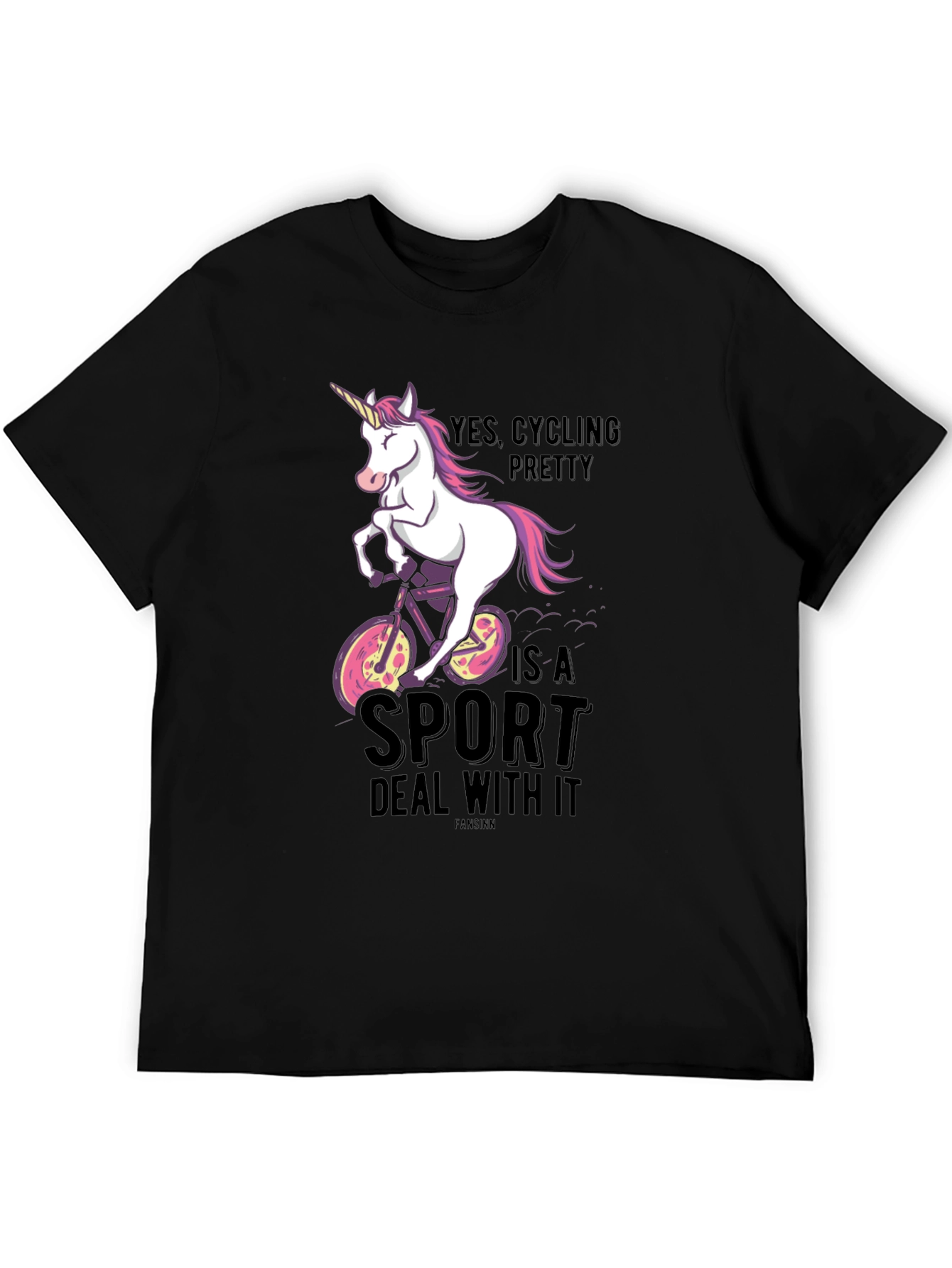 Black Cycling Unicorn T-Shirt - Yes Cycling Pretty Is A Sport view 5