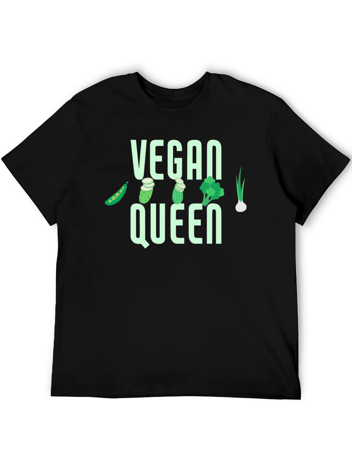 Black Vegan Queen T-Shirt - Vegetable Graphic Tee view 5