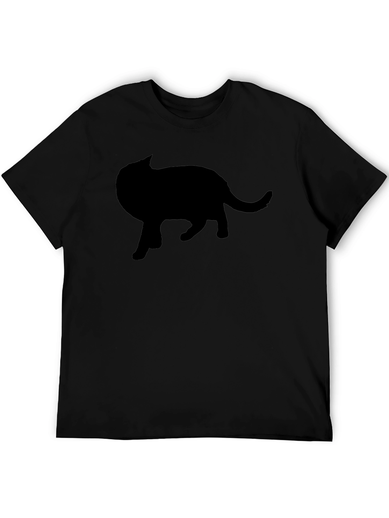 Black Black Cat Silhouette Graphic Tee - Men's Crew Neck view 5