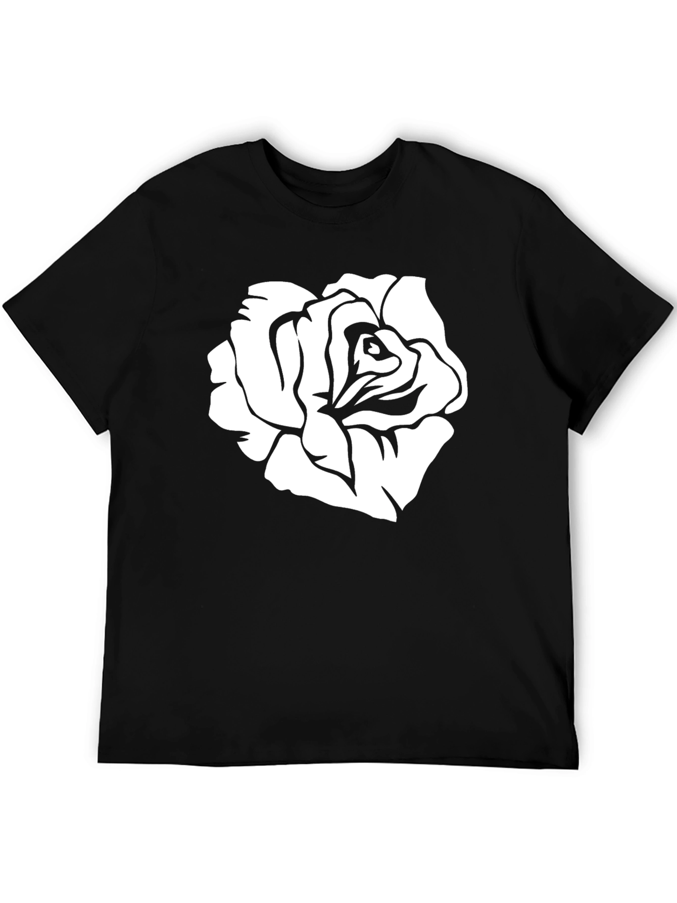 Black Black T-Shirt with White Rose Graphic view 5