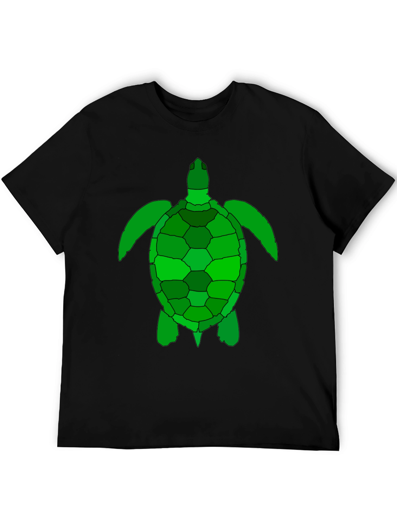 Black Green Sea Turtle Graphic Tee - Black Cotton T-Shirt view 5