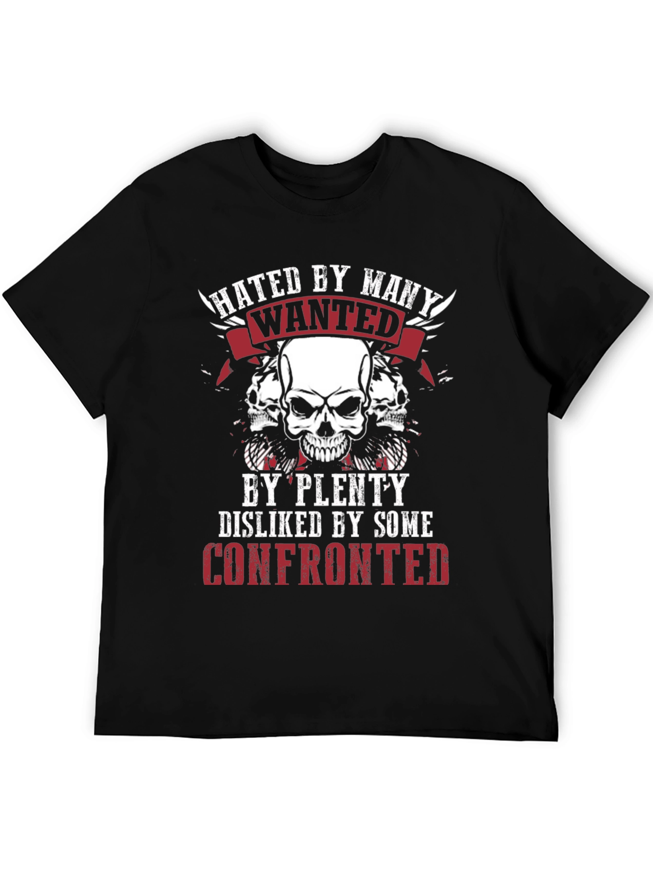 Black Hated By Many Skull Graphic T-Shirt view 5
