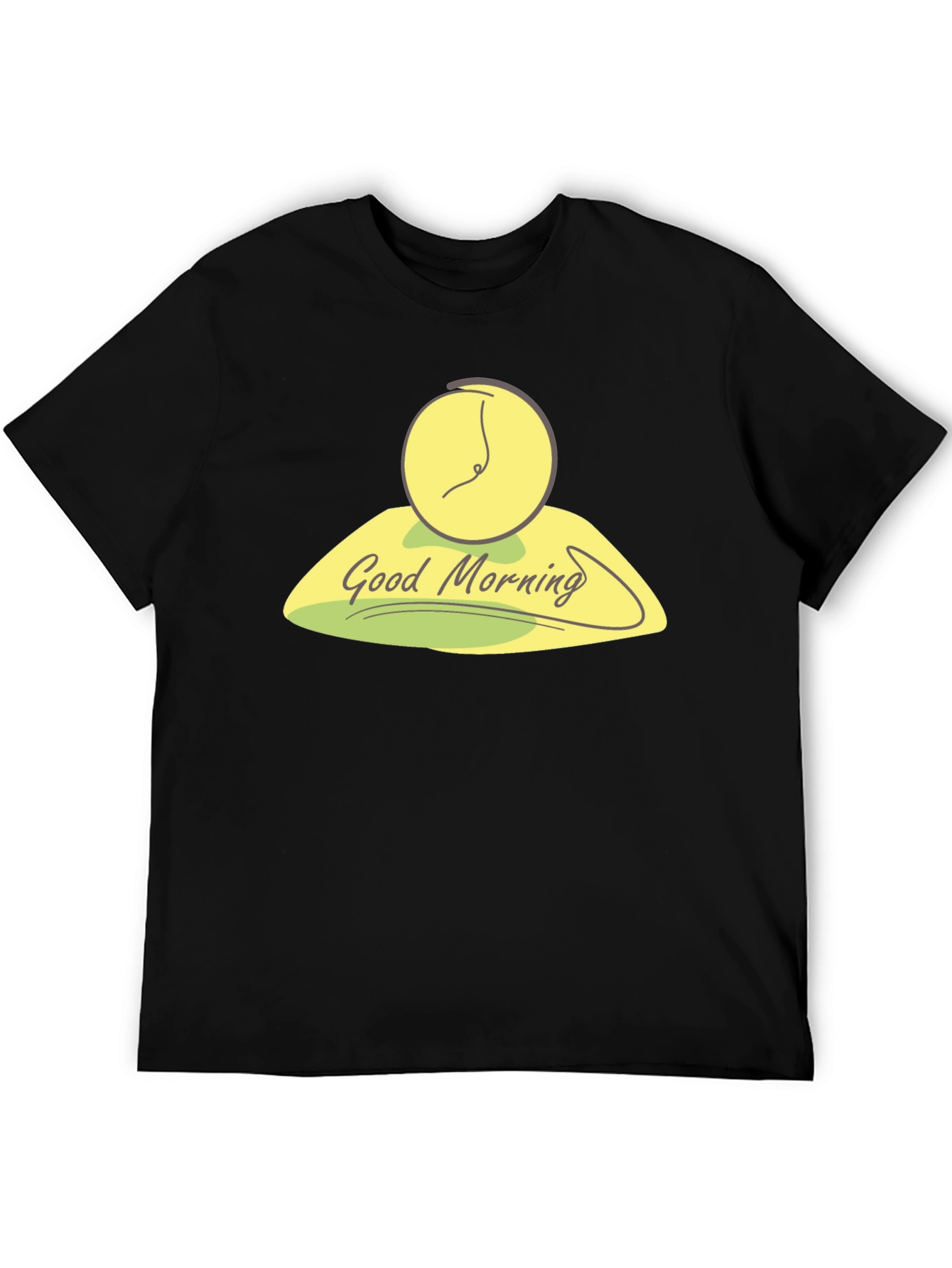 Black Good Morning Clock Graphic Tee - Stylish Black T-Shirt view 5