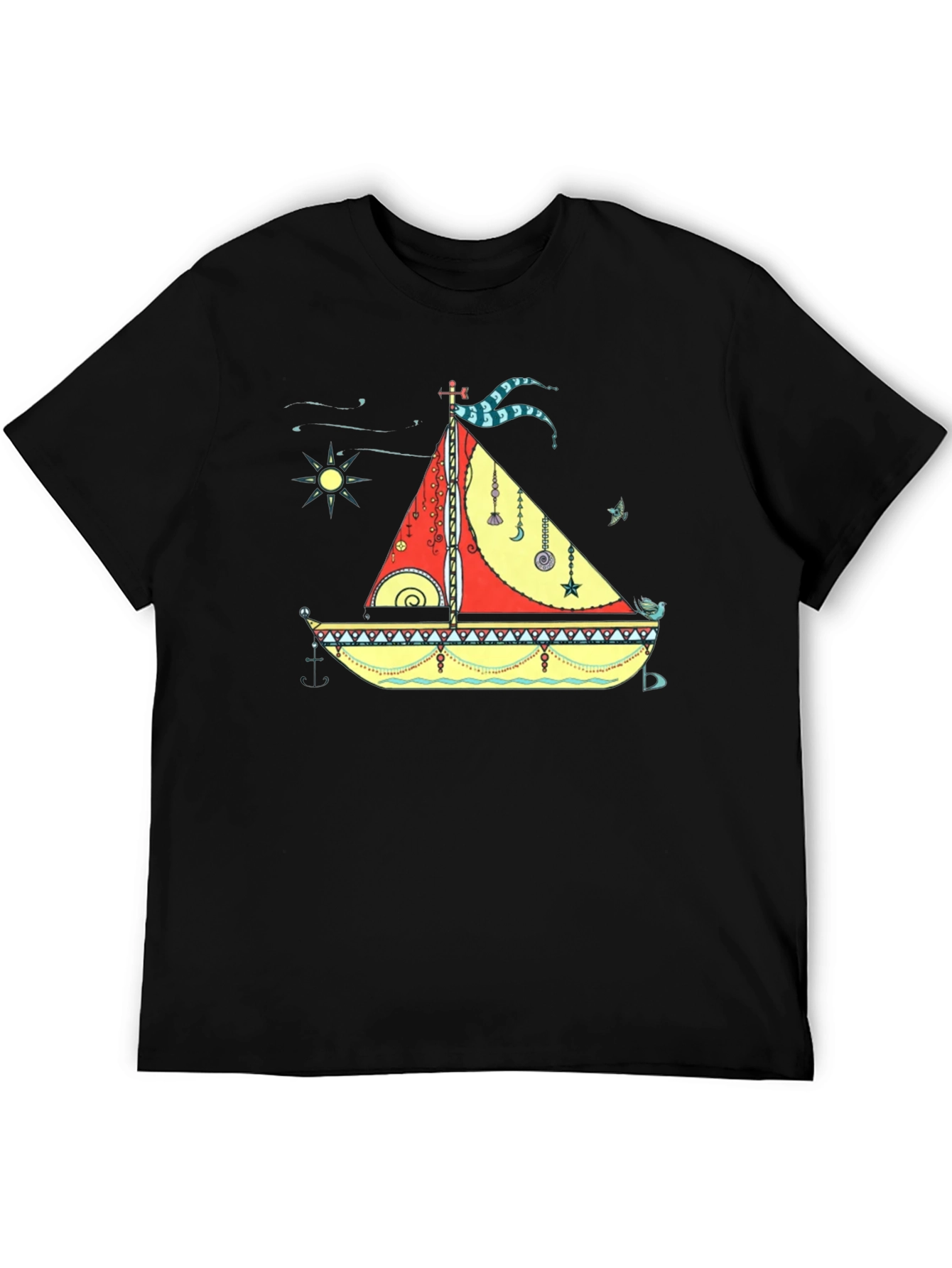 Black Sailboat Graphic Black T-Shirt view 5