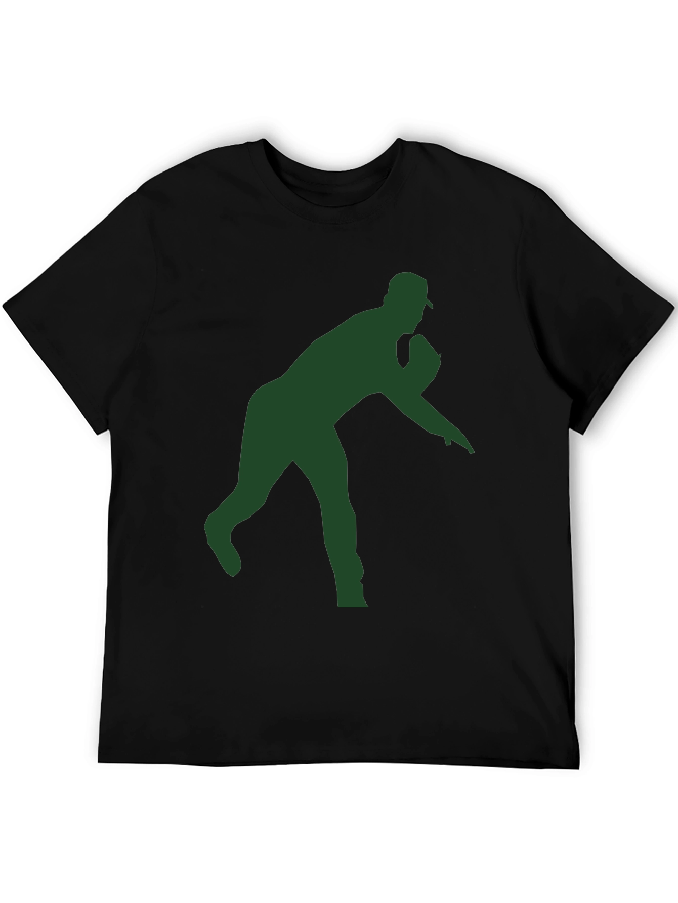 Black Baseball Pitcher Silhouette T-Shirt view 5