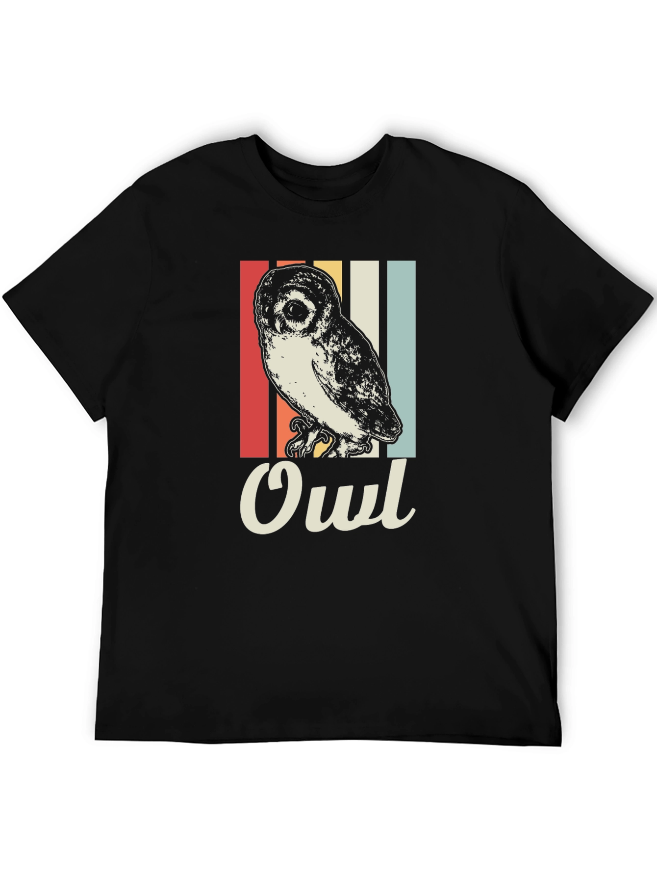 Black Retro Owl T-Shirt - Bird Lover Tee view 5