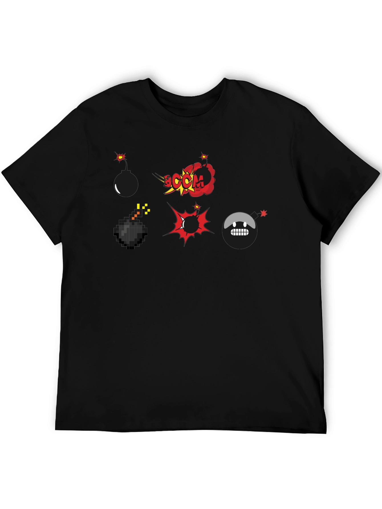 Black Cartoon Bomb Explosion Black T-Shirt view 5