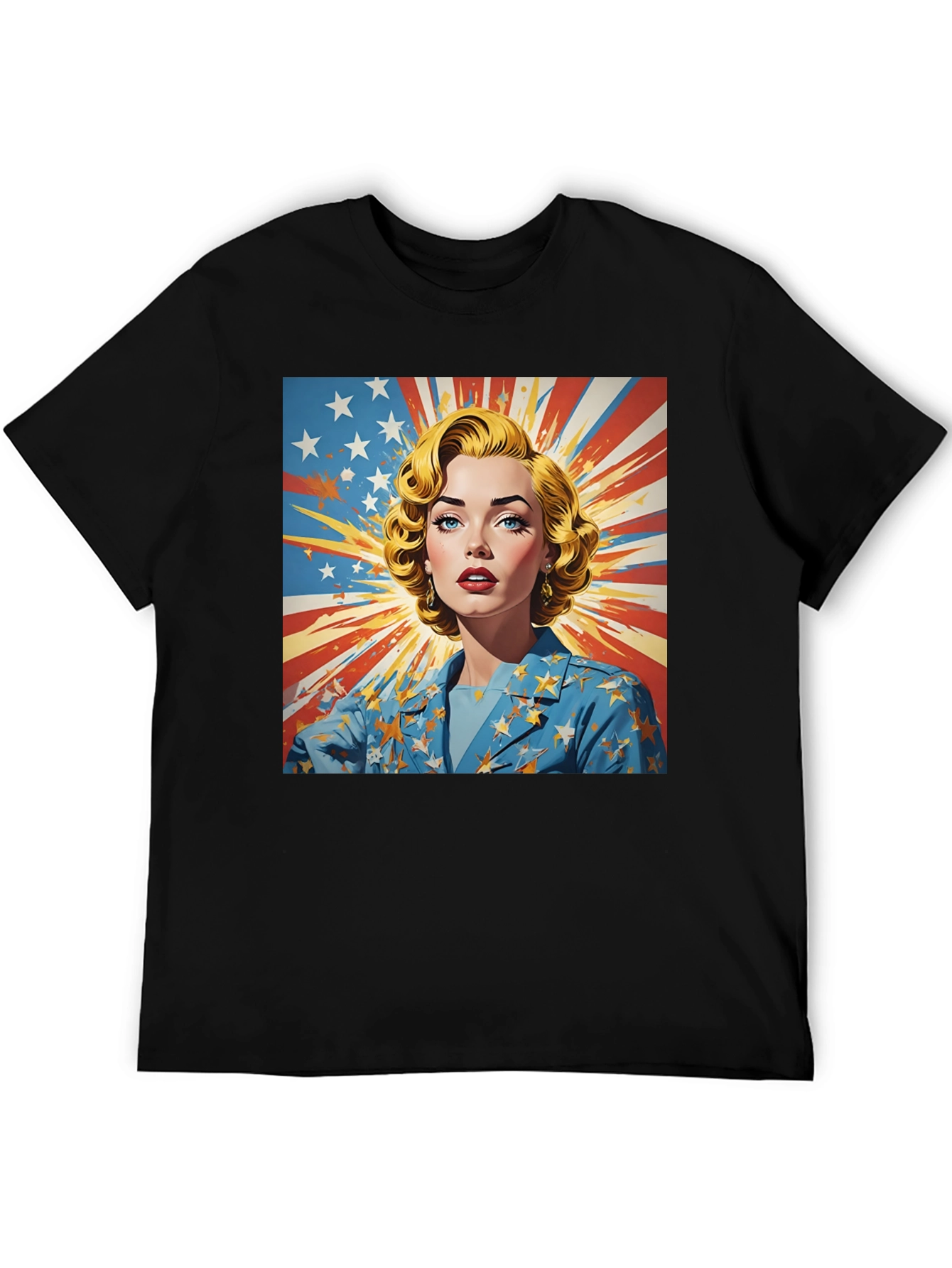 Black Retro Patriotic Woman T-Shirt - Vintage Americana Tee view 5