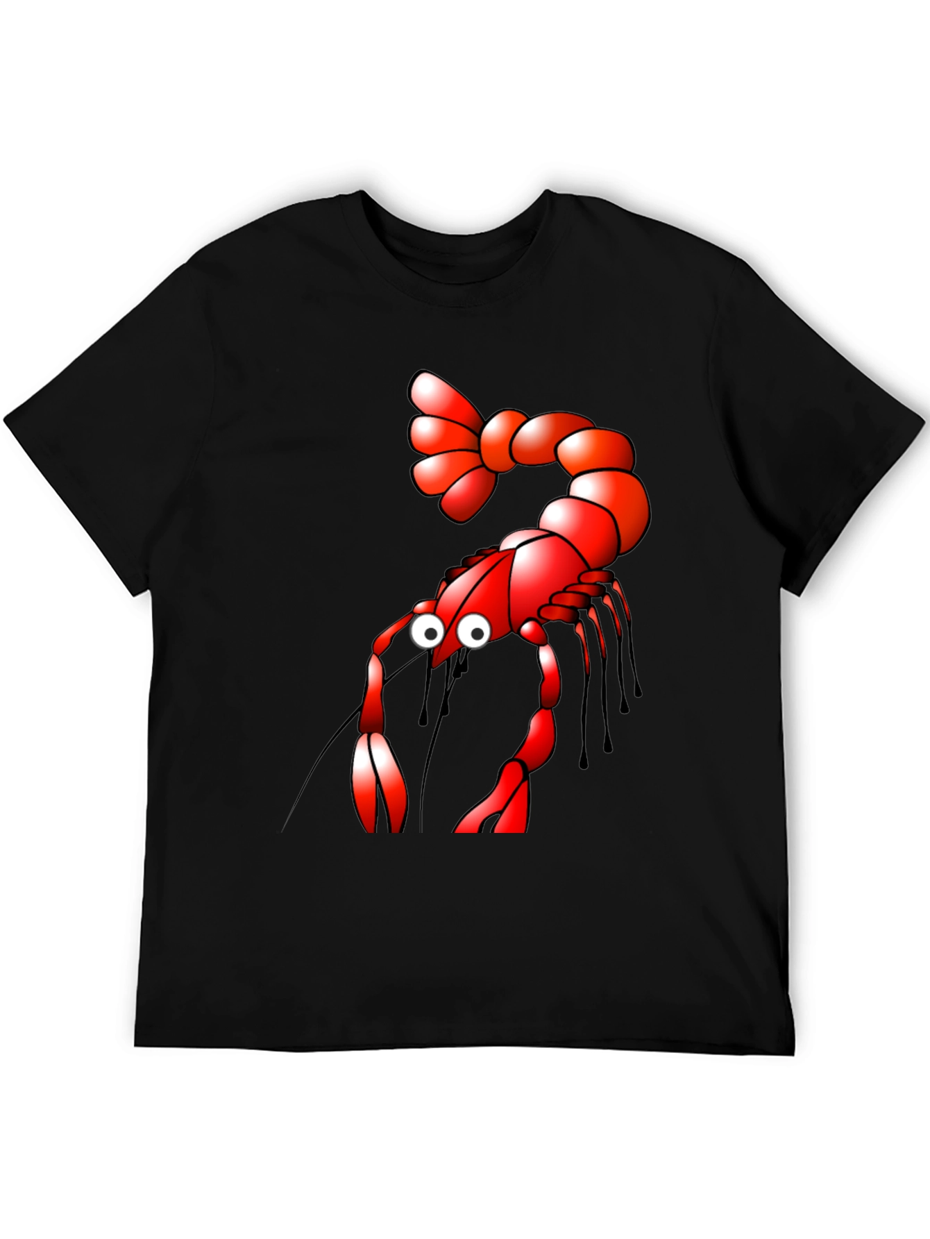 Black Shrimp Cartoon Graphic Tee - Black view 5