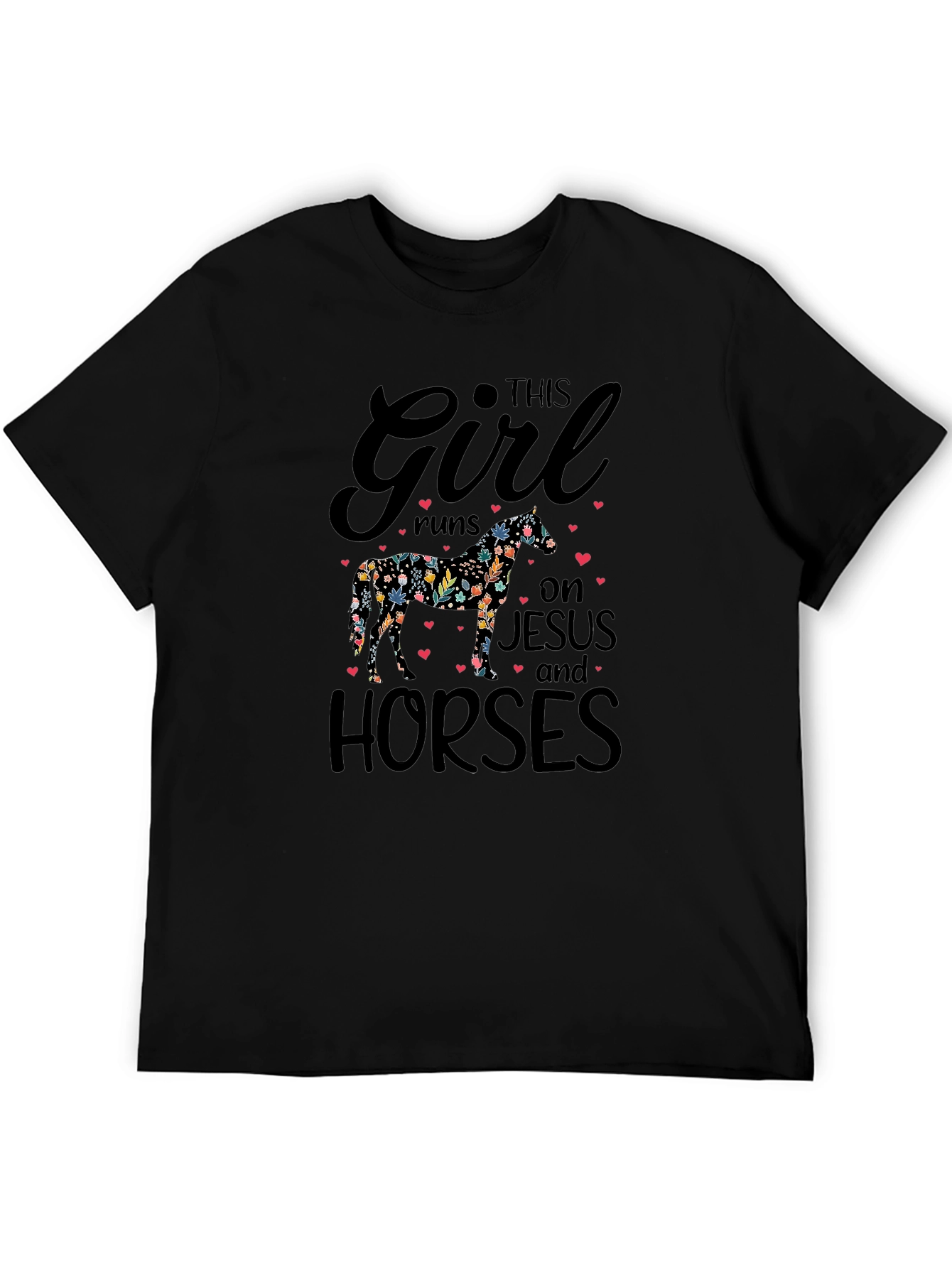 Black This Girl Runs on Jesus and Horses T-Shirt view 5