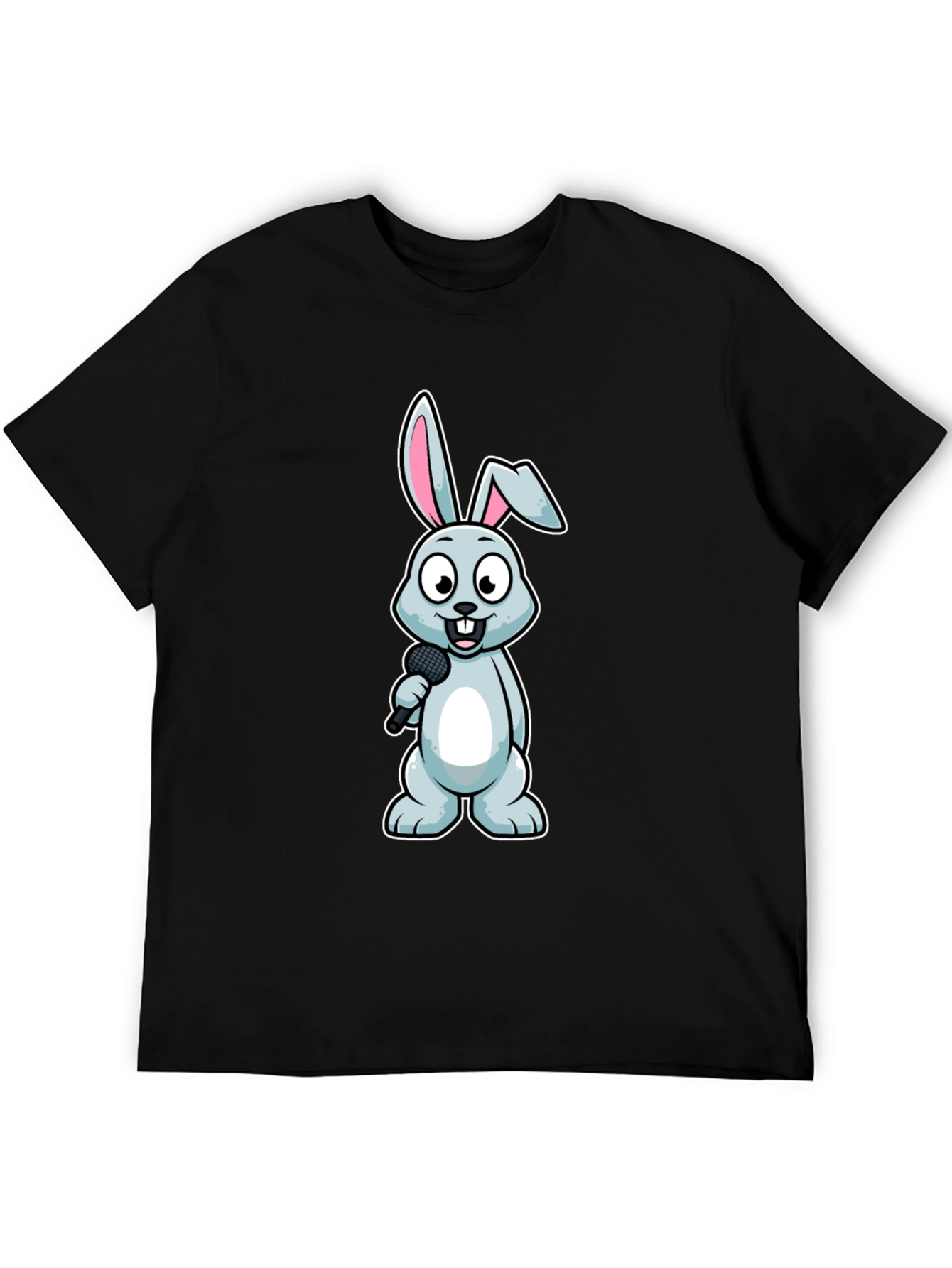 Black Bunny Singer T-Shirt - Black Cotton Tee view 5