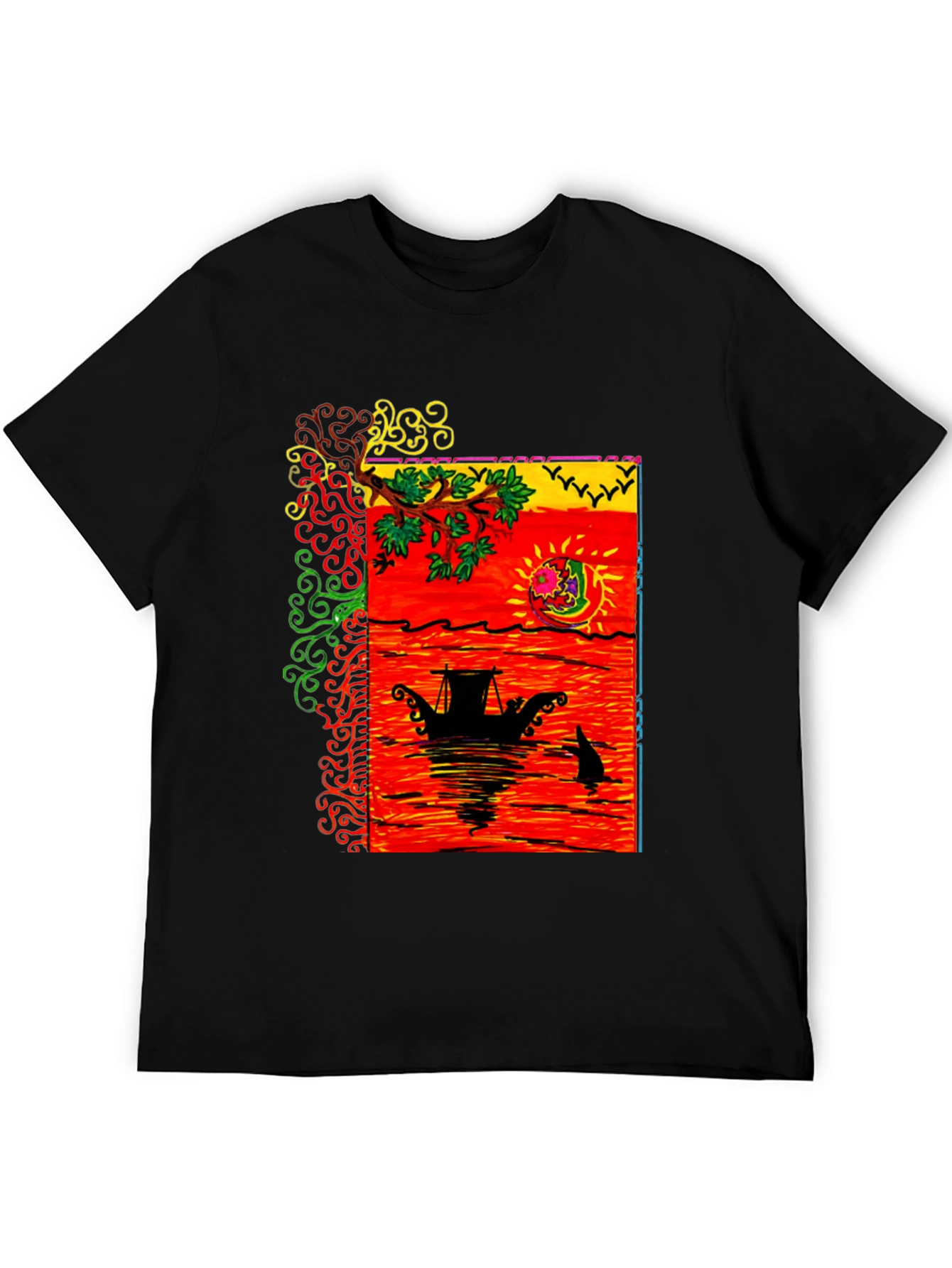 Black Sunset Sail Graphic Tee - Black view 5