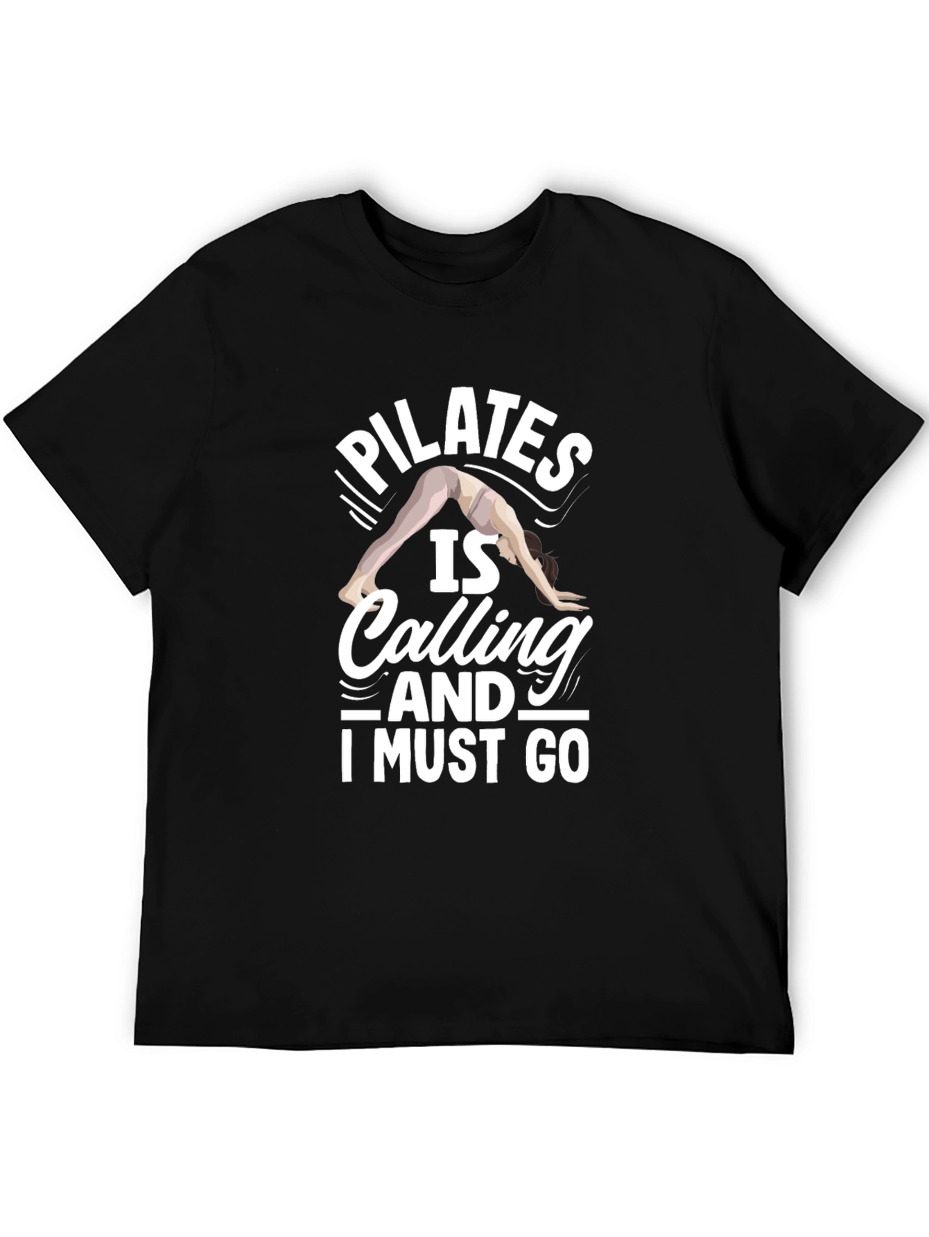 Black Pilates Is Calling Graphic Tee - Soft Black Cotton Shirt view 5