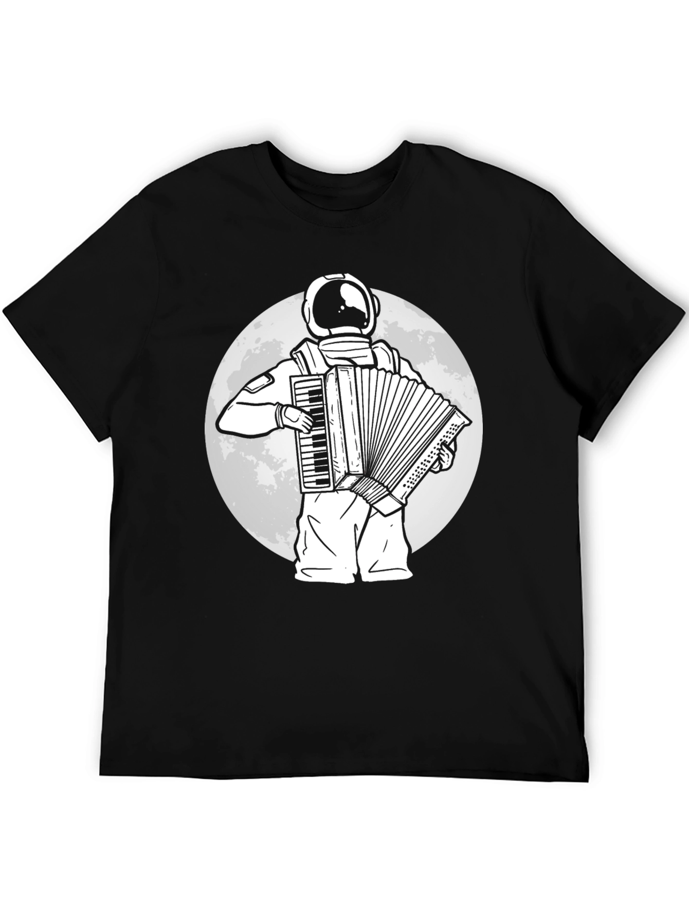 Black Astronaut Accordion Player Graphic Tee view 5