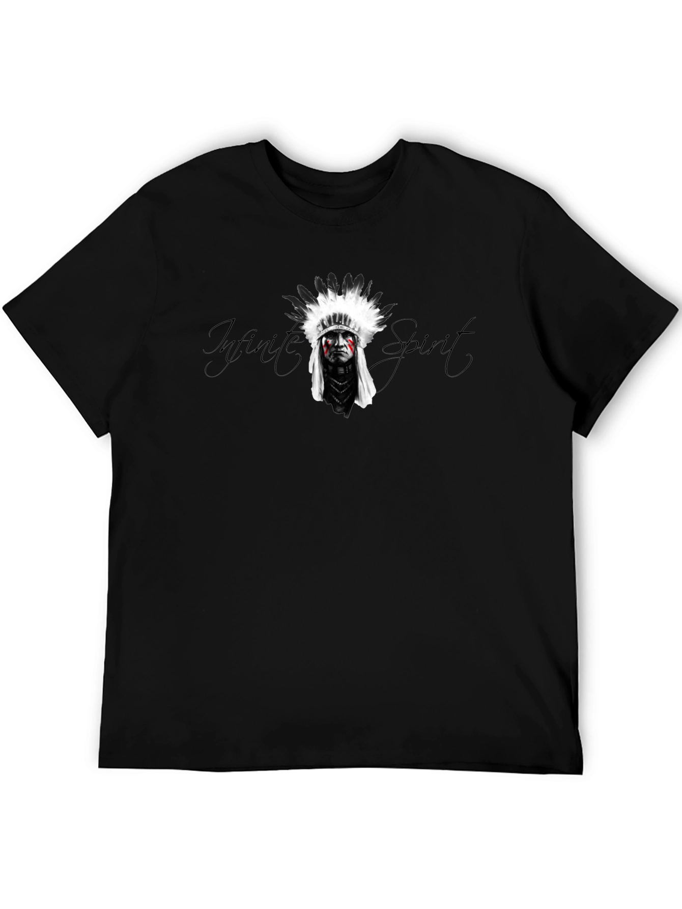 Black Men's Black T-Shirt - Infinite Spirit Graphic Tee view 5