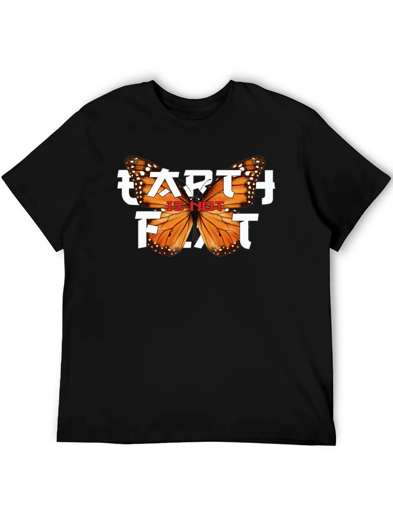 Black Earth is NOT Flat Butterfly Graphic Tee view 5
