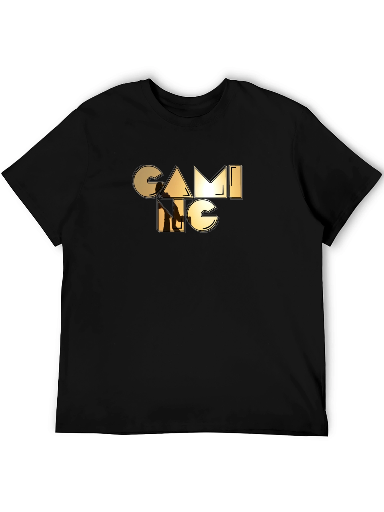Black Gaming Graphic Tee - Black Cotton Casual Shirt view 5