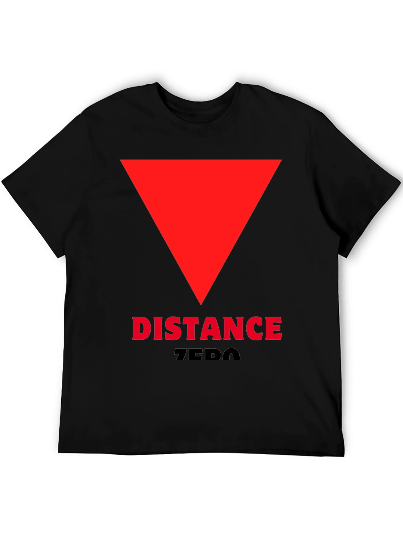 Black Distance Zero T-Shirt - Red Triangle Design view 5
