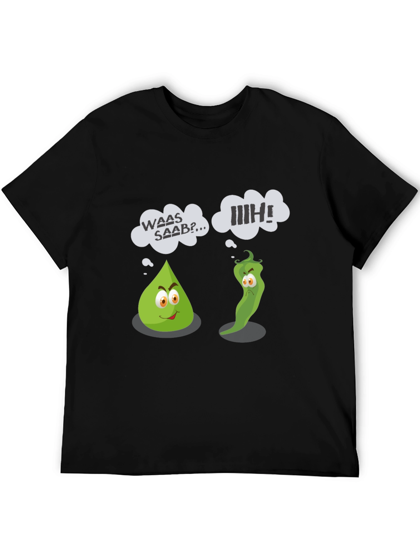 Black Funny Cartoon Vegetables Black T-Shirt view 5