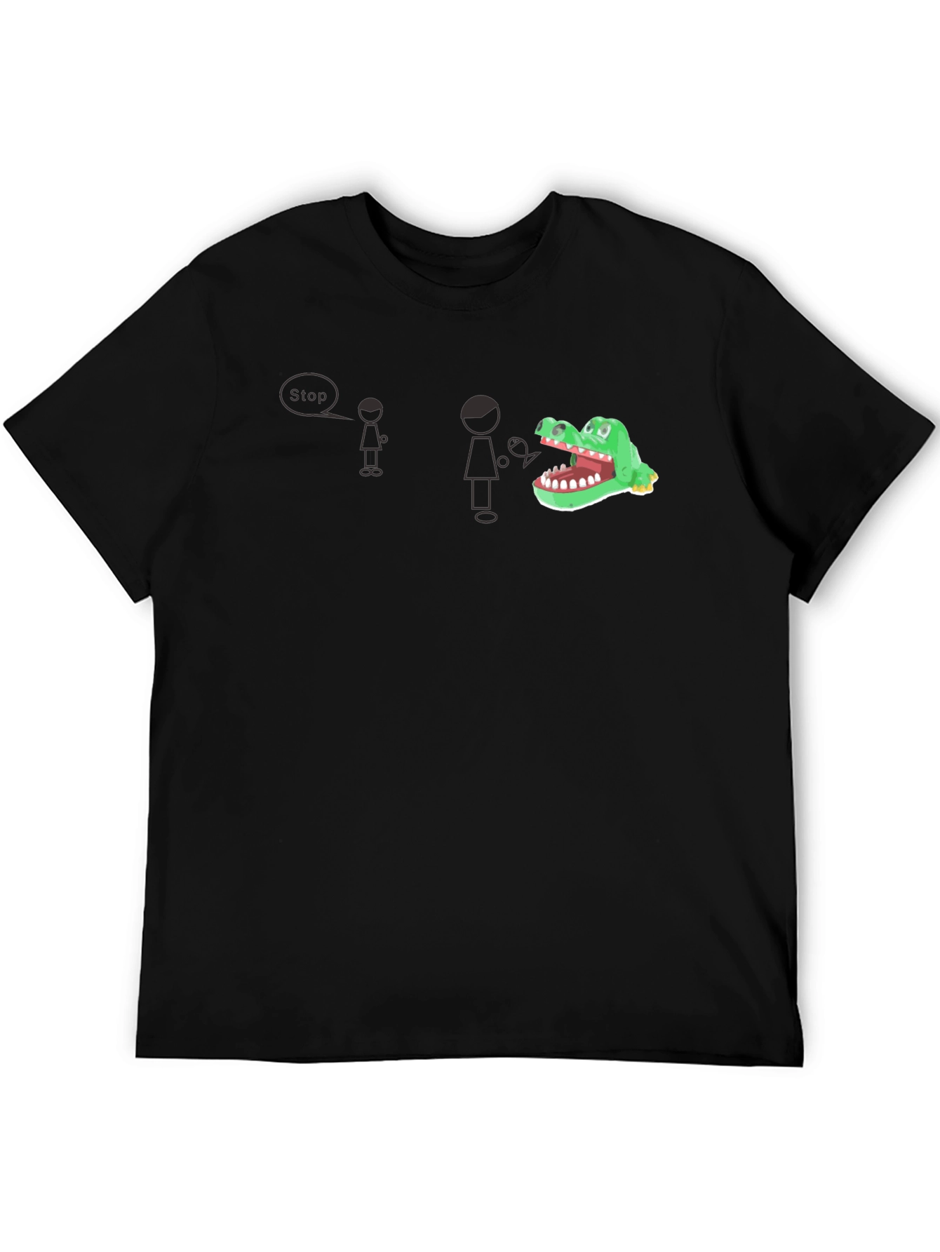 Black Funny Alligator Graphic Black T-Shirt view 5