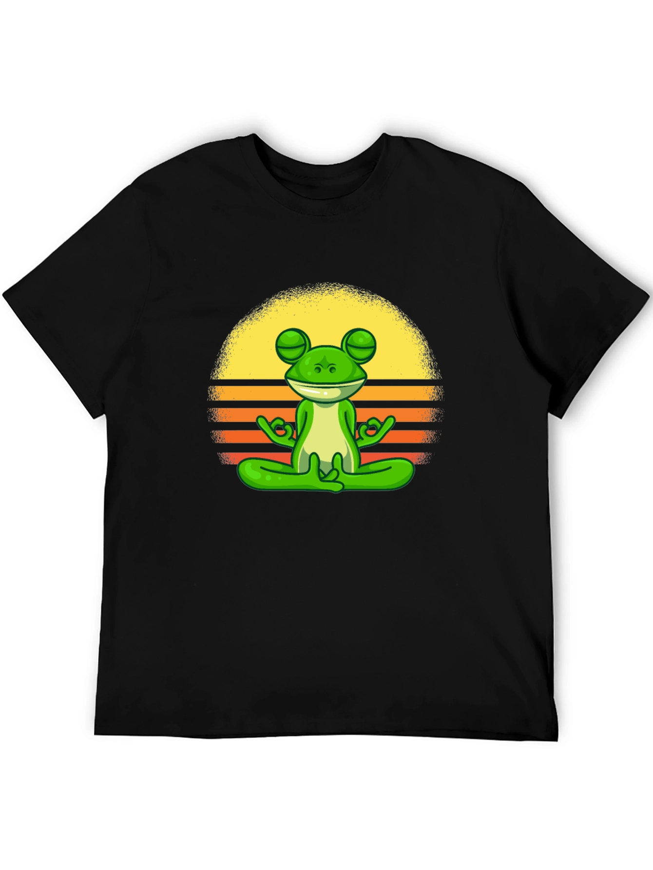Black Zen Frog Graphic Tee - Relaxed Fit Cotton T-Shirt view 5