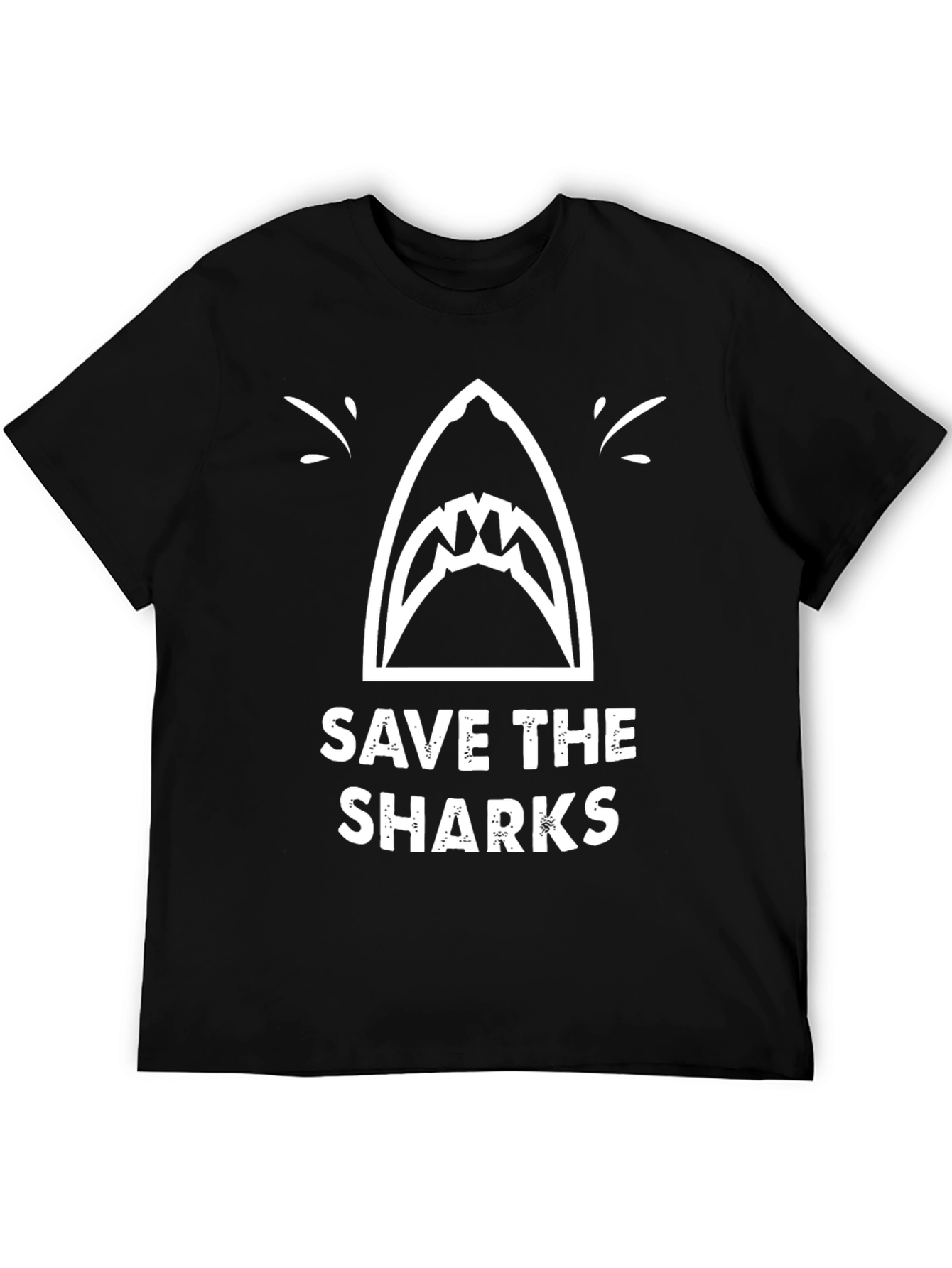 Black Save the Sharks Graphic Tee - Black Cotton T-Shirt view 5