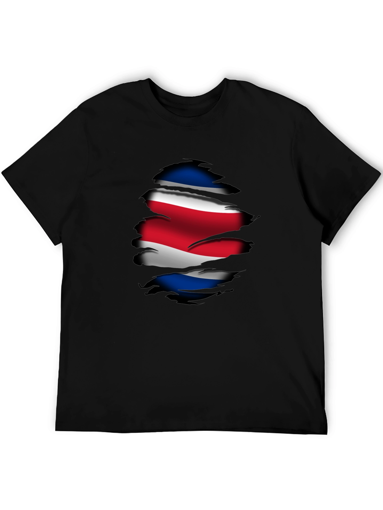 Costa Rica Flag Ripped Black T-Shirt - 5