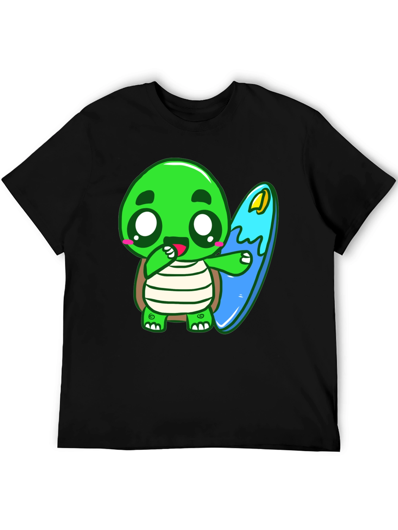 Black Cute Turtle Surfing Graphic Tee view 5