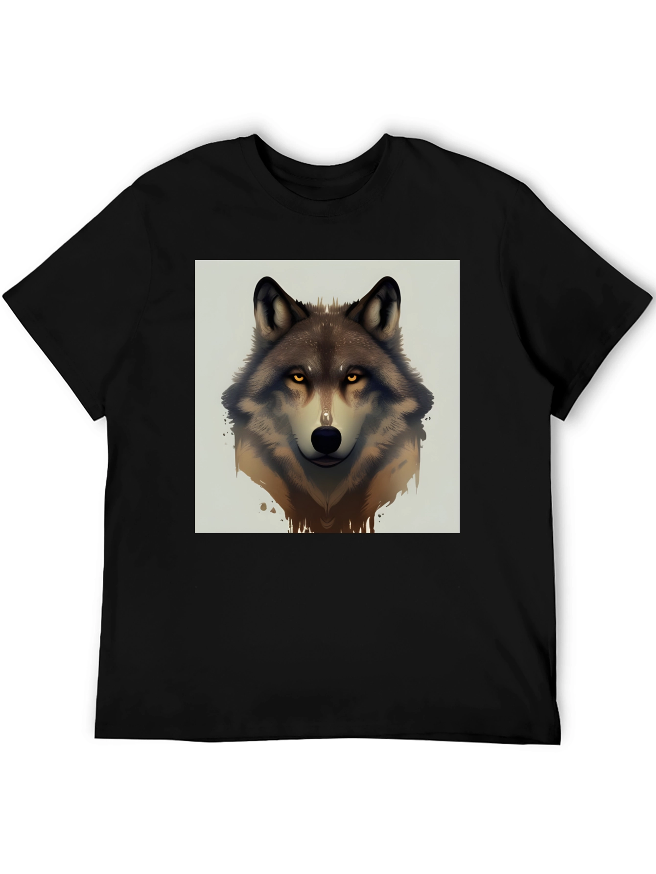 Black Wolf Graphic Tee - Men's Black Short Sleeve T-Shirt view 5
