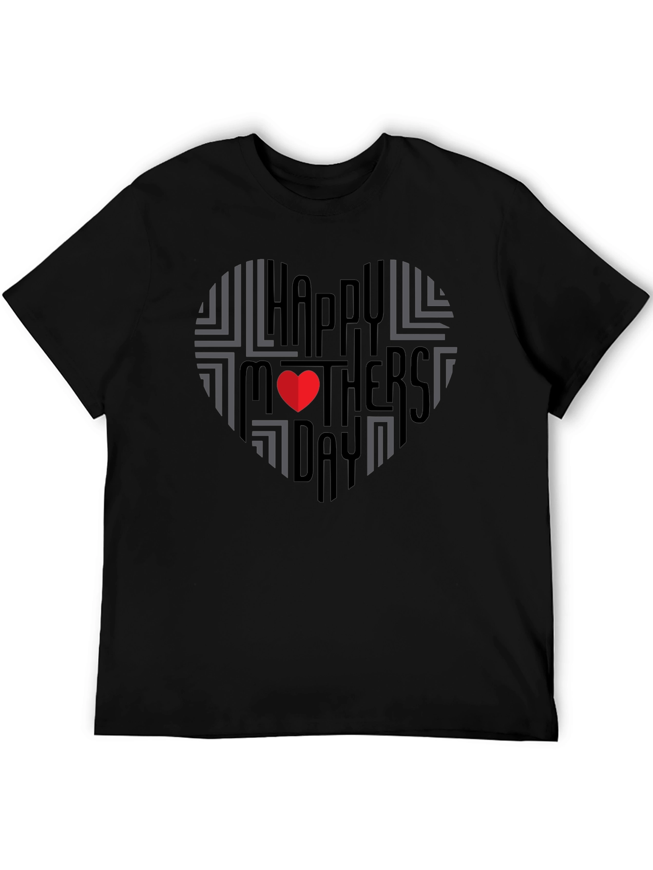 Black Happy Mother's Day Heart T-Shirt - Black view 5