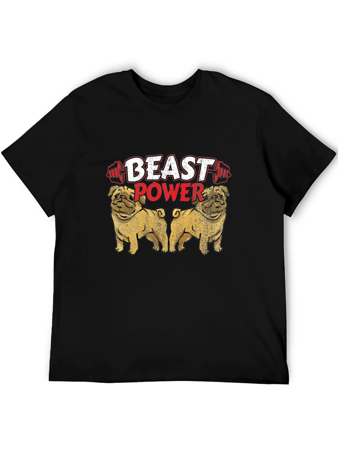Black Beast Power Pug Graphic Tee view 5