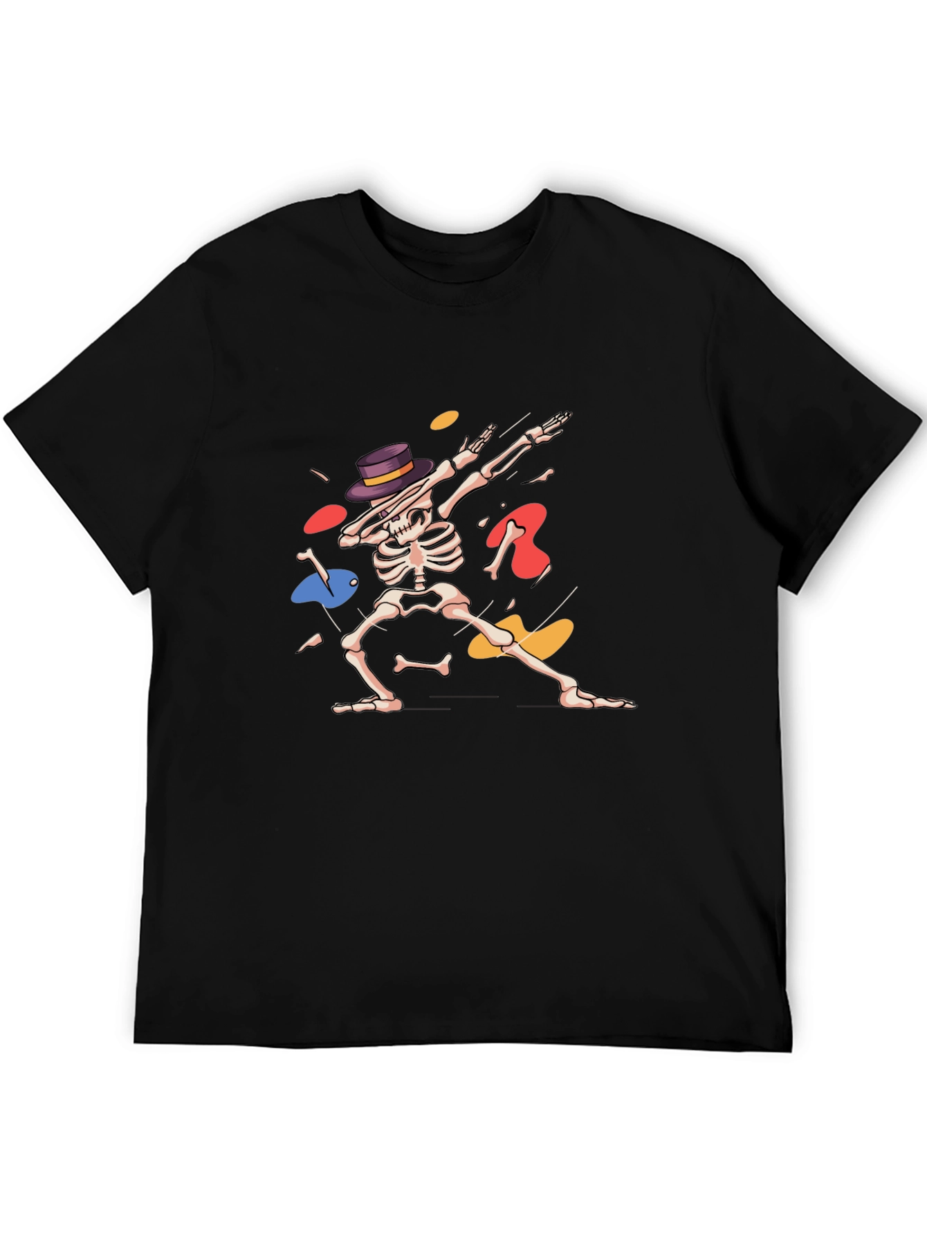 Black Dabbing Skeleton Graphic T-Shirt view 5