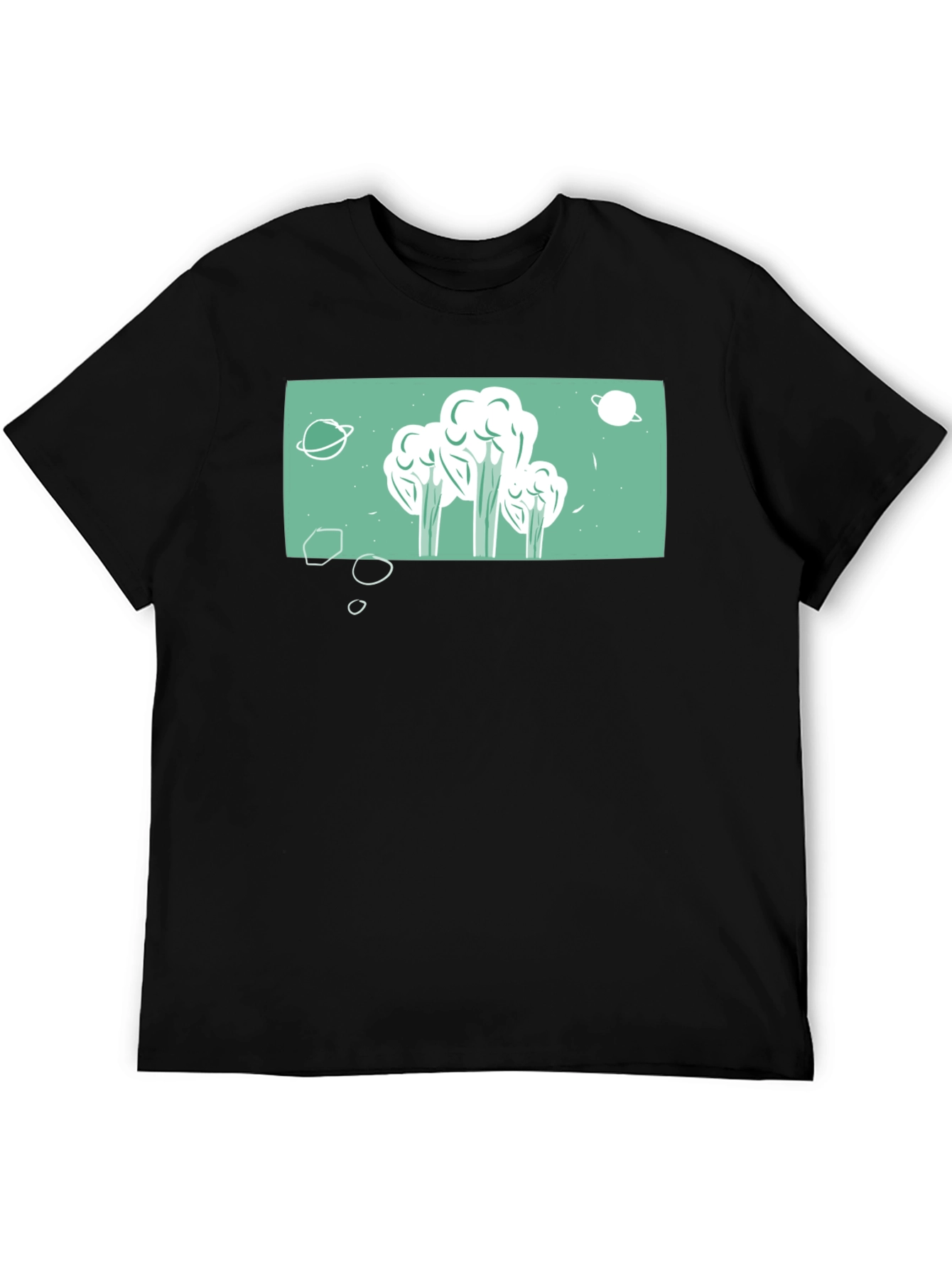 Black Space Broccoli T-Shirt - Quirky Graphic Tee view 5