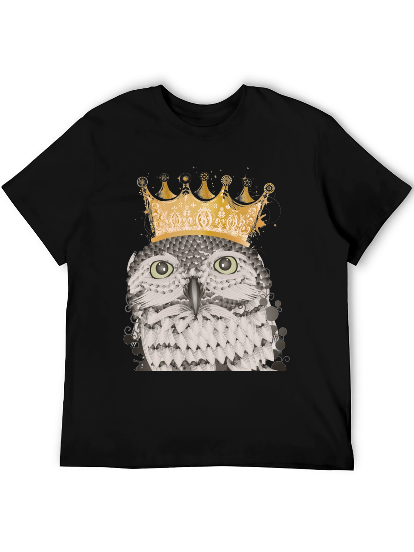 Black Owl King Graphic Tee - Black Cotton Blend T-Shirt view 5